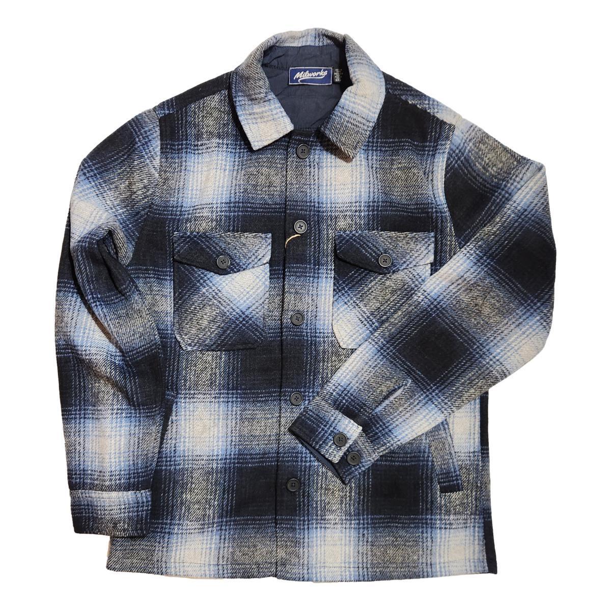 Wool Navy Plaid Overshirt Product Image