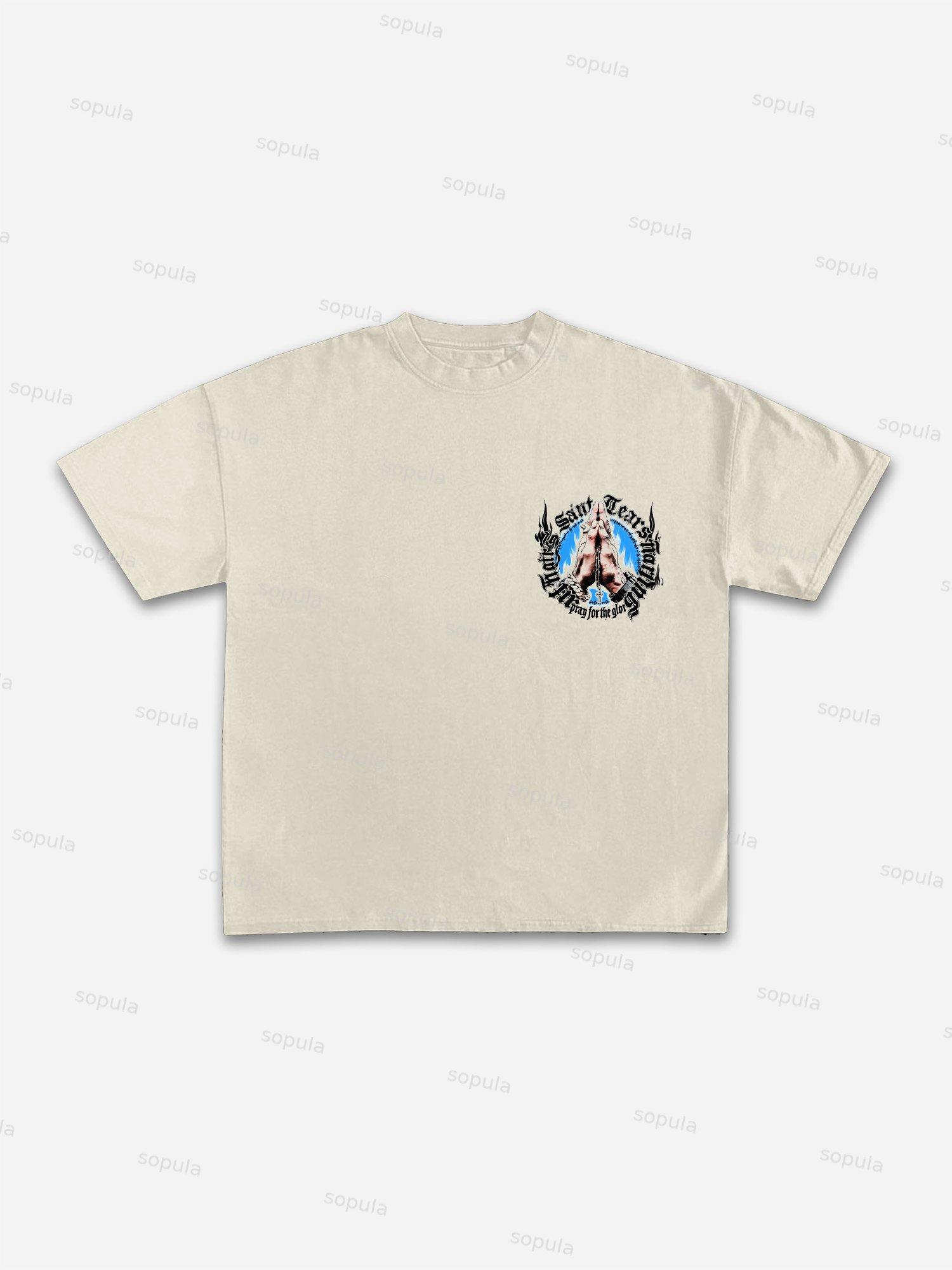 Vintage Pray For The Glory Graphic Print Cotton T-shirt Product Image