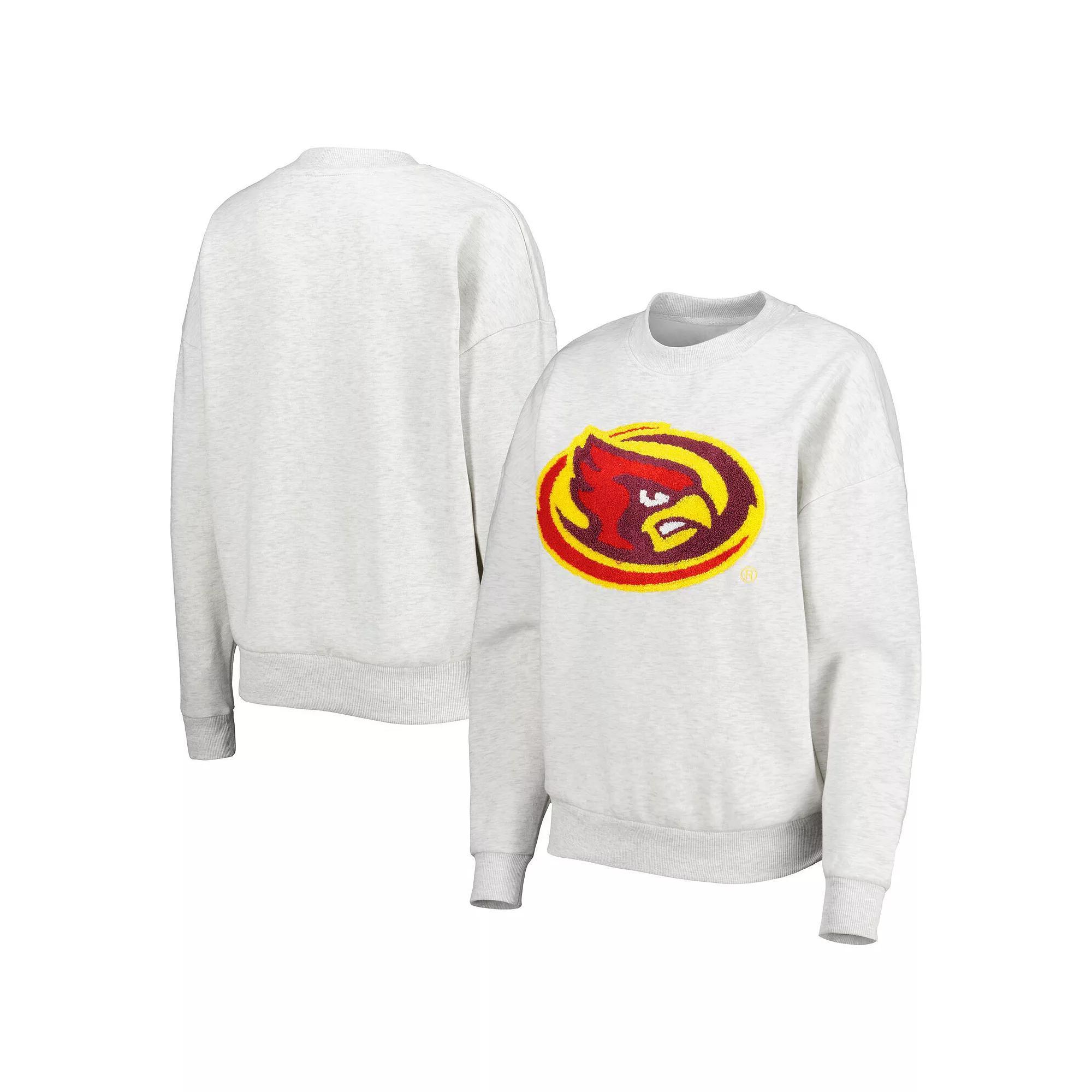 Women's Gameday Couture Heather Gray Iowa State Cyclones Chenille Patch Fleece Pullover Sweatshirt, Size: Large, Grey Product Image