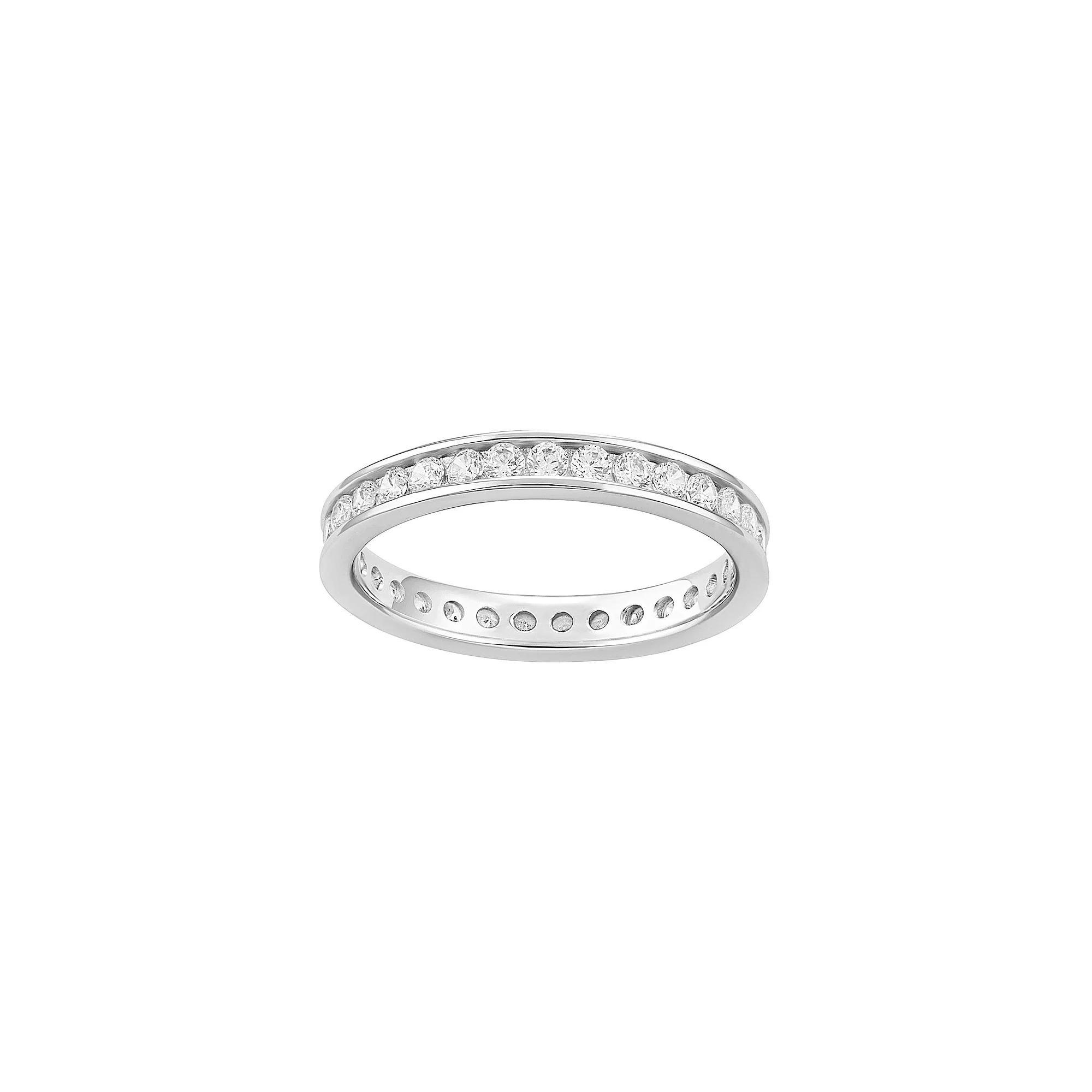 PRIMROSE Cubic Zirconia Channel Band Ring, Women's, Size: 9, Silvertone White Product Image