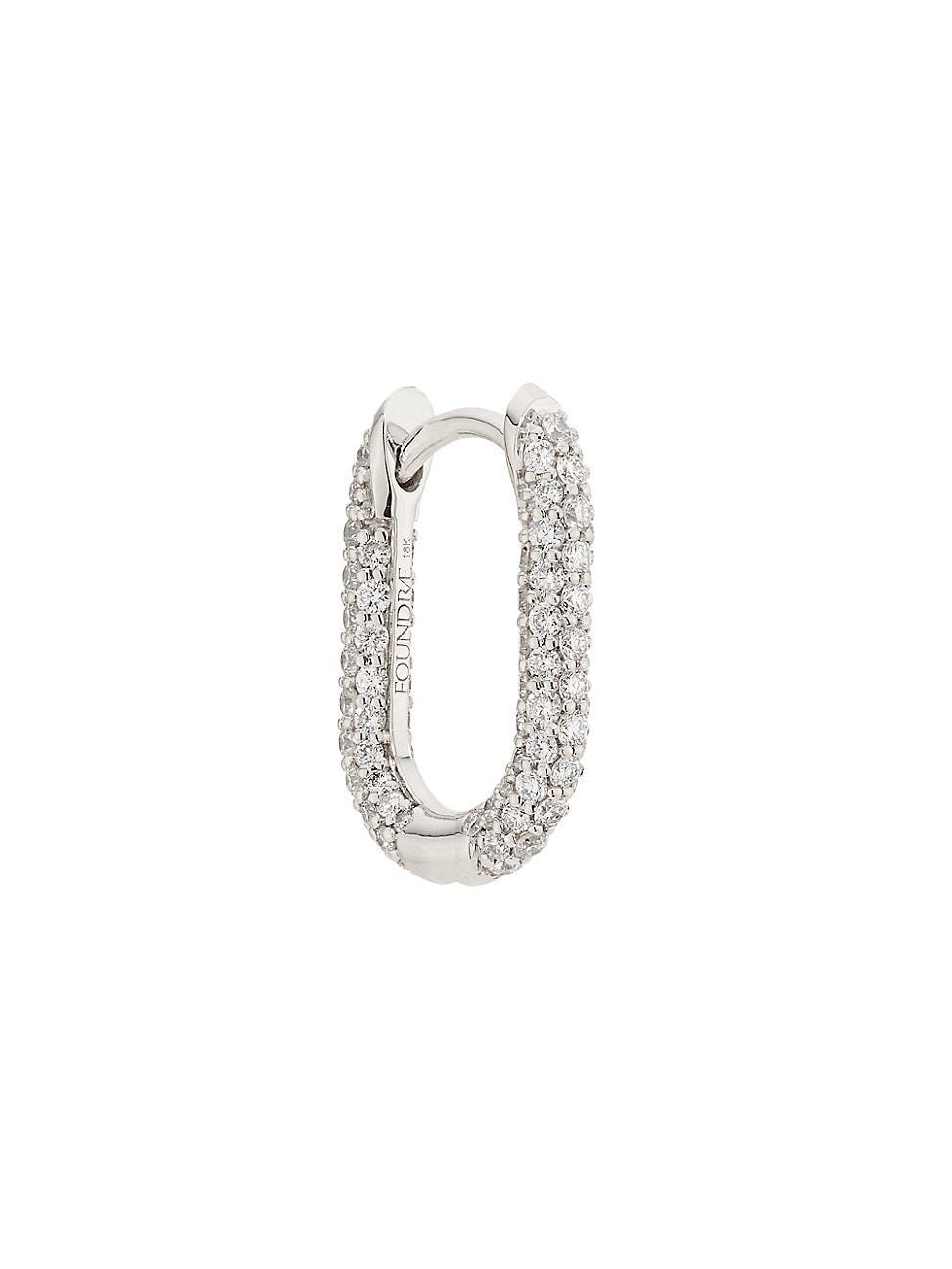 Womens Petite Pav Chubby 18K White Gold & 0.50 TCW Diamond Single Ear Fob Product Image