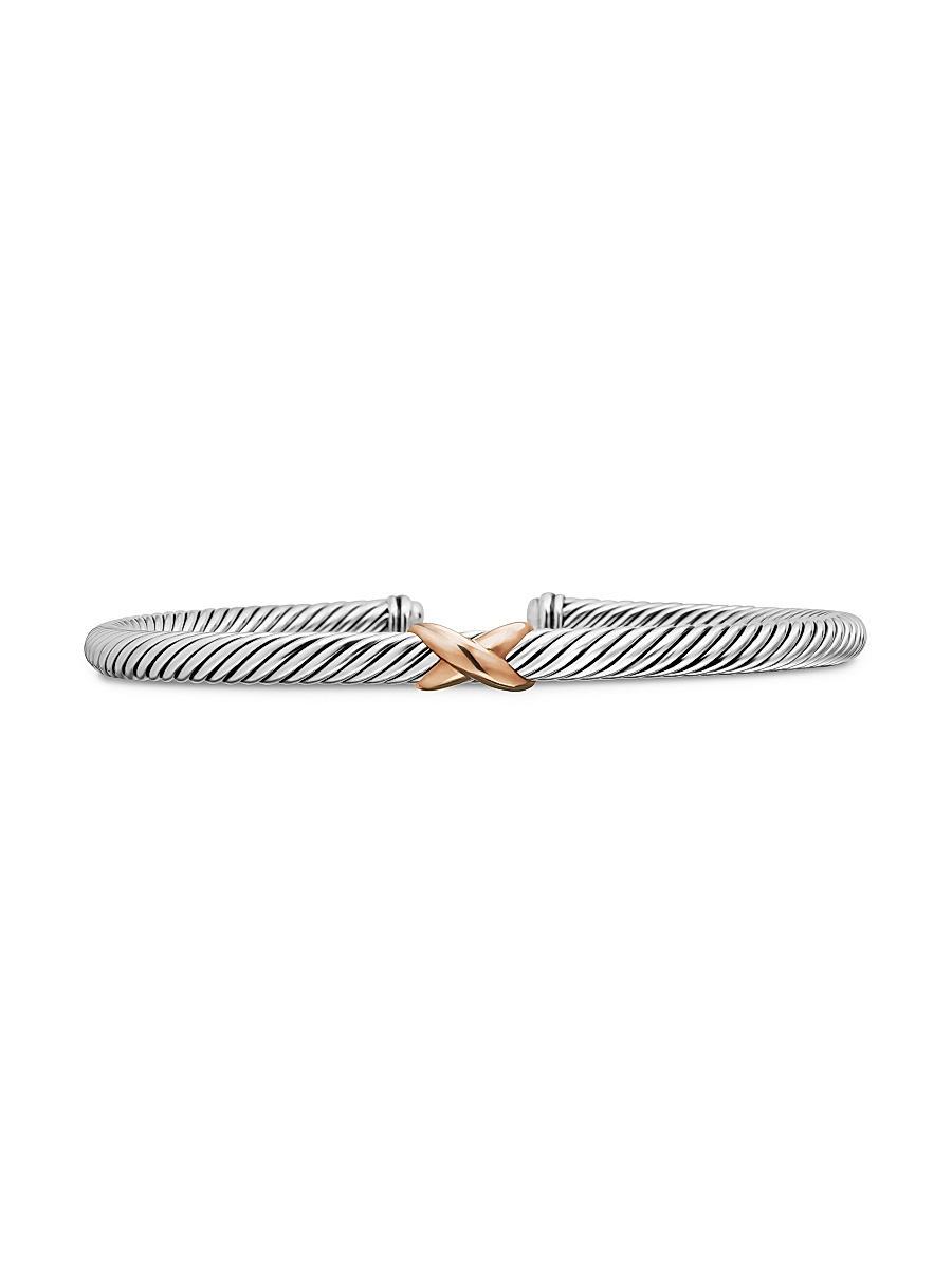 Womens X Classic Cable Station Bracelet in Sterling Silver Product Image