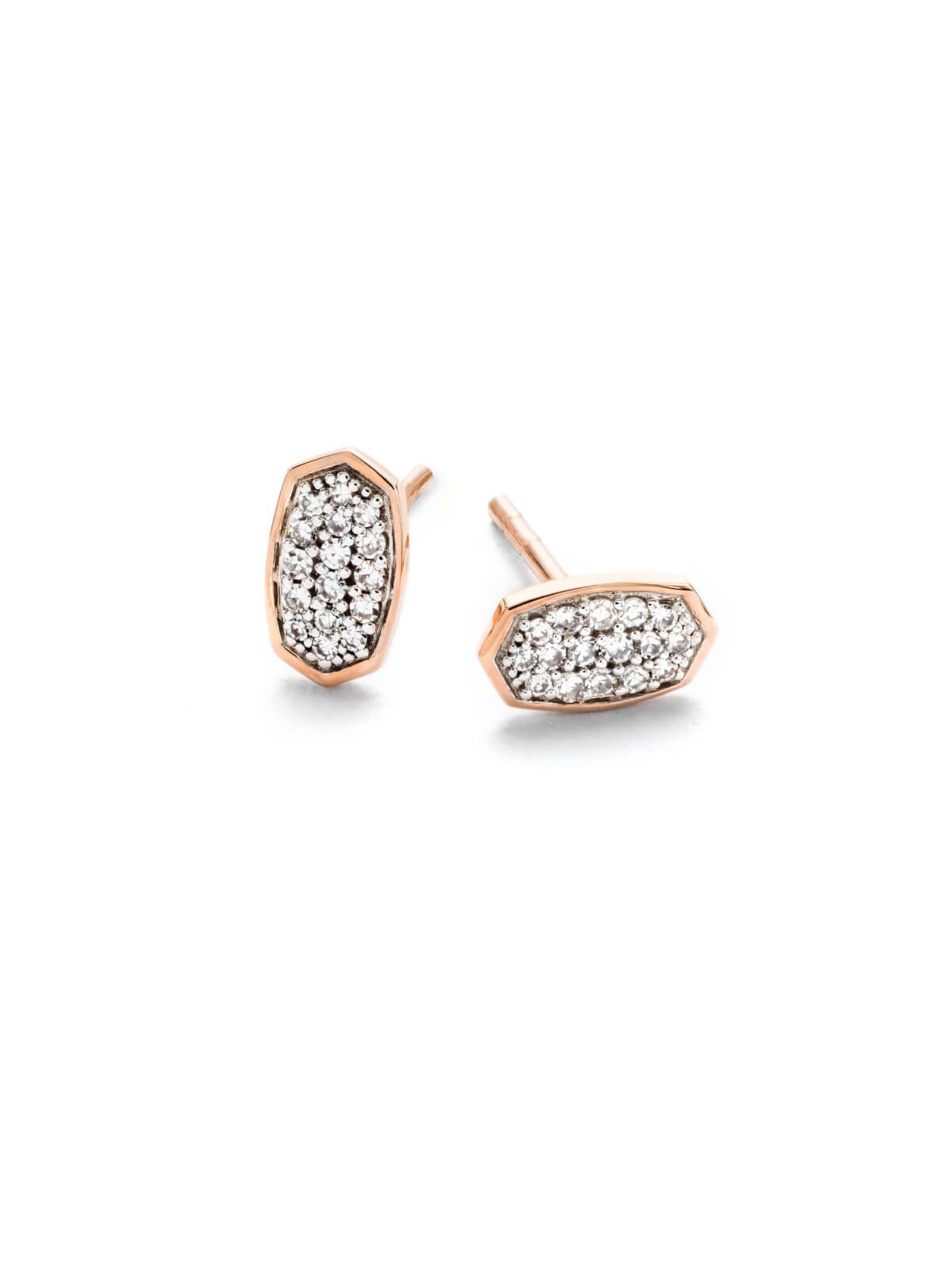 Marisa Stud Earrings in White Diamond and 14k Rose Gold Product Image