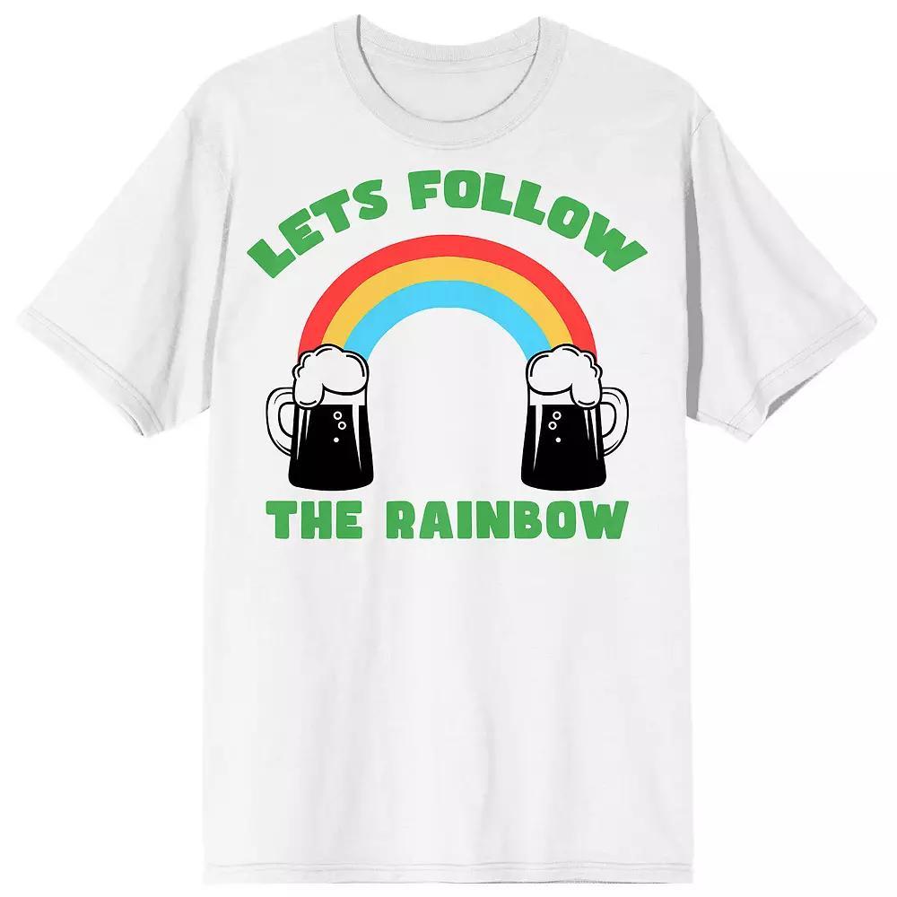 Men's St. Pats Let's Follow the Rainbow Tee, Size: Small, White Product Image