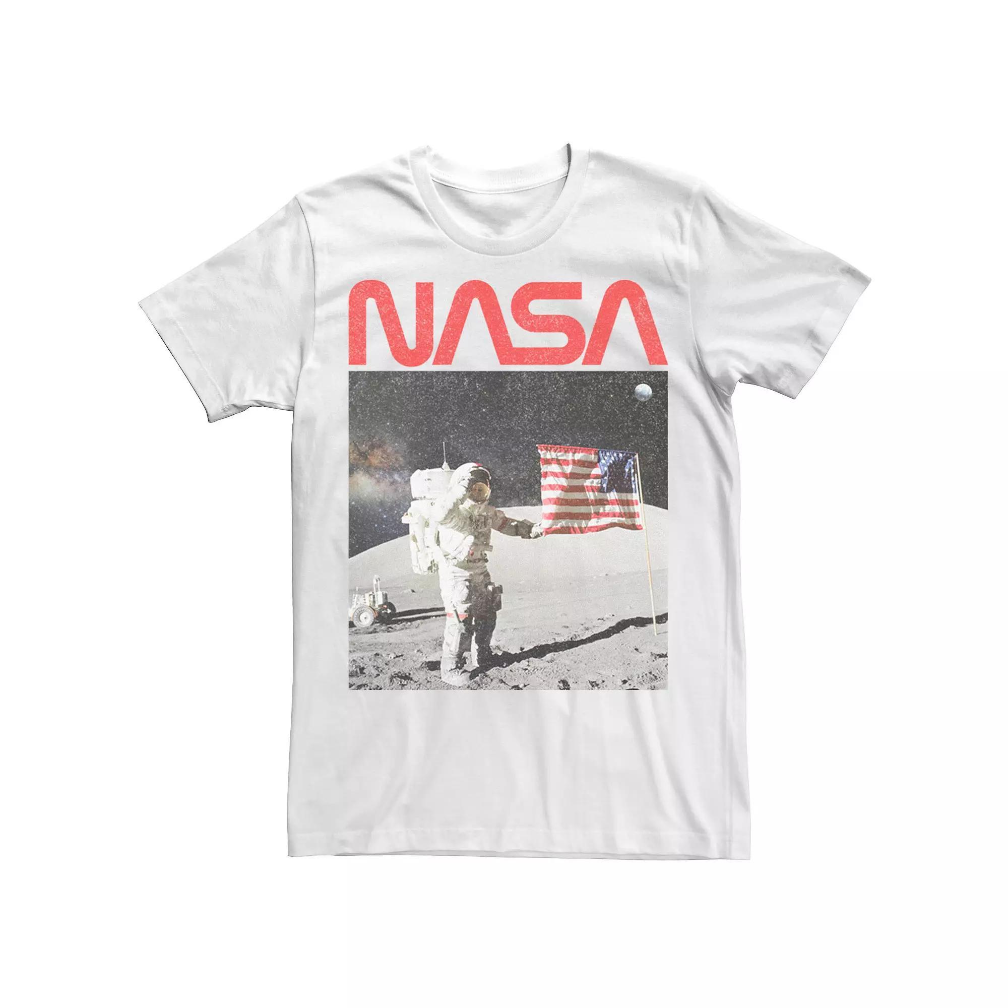 Men's NASA Astronaut American Flag Photo Tee, Size: Medium, White Product Image