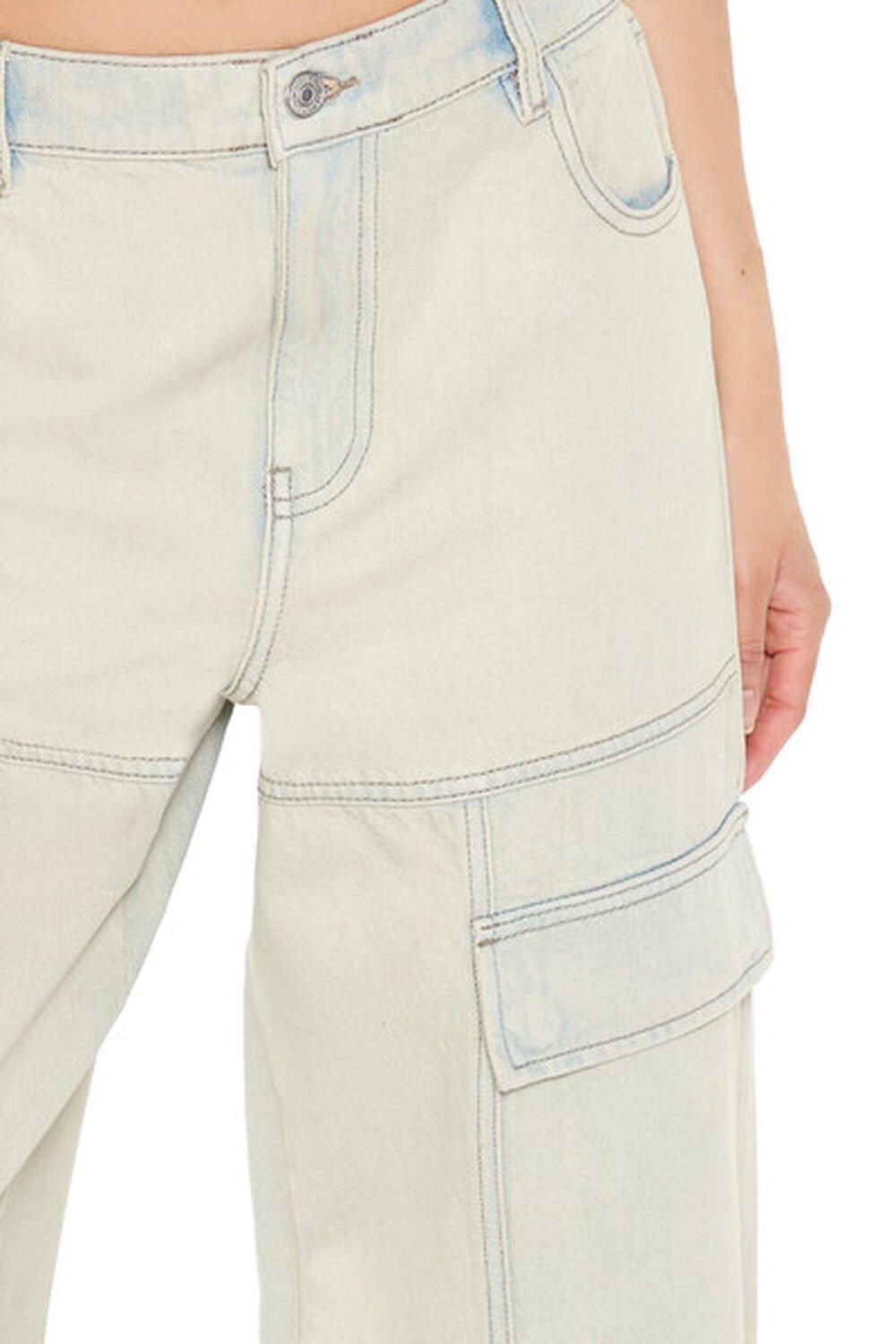 High-Rise Wide-Leg Cargo Jeans | Forever 21 Product Image