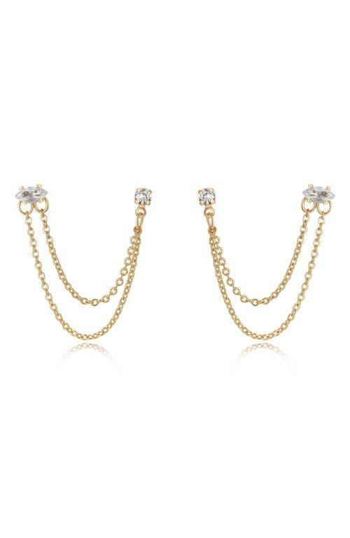 Ettika Draped Chain Double Piercing Earrings in 18K Gold Plate Product Image
