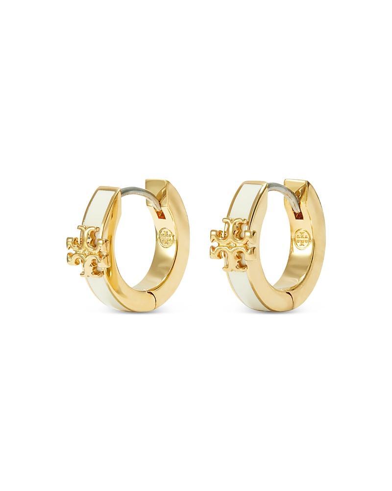 Tory Burch Kira Enamel Huggie Hoop Earrings in 18K Gold Plated Product Image