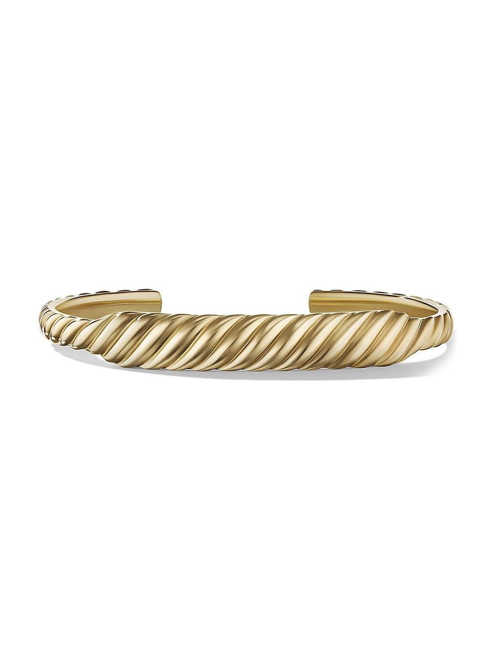 Womens Sculpted Cable Contour Cuff Bracelet in 18K Yellow Gold Product Image