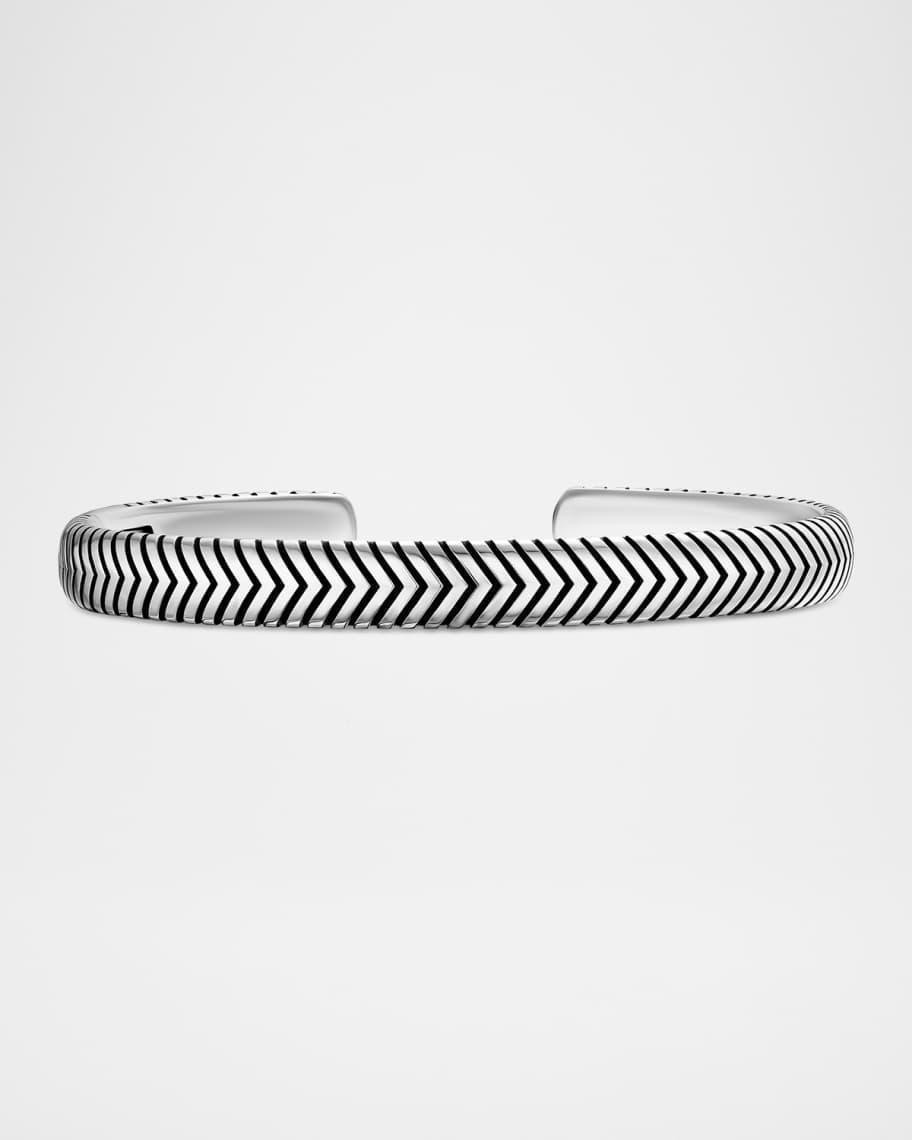 Mens Chevron Cuff Bracelet in Silver, 8mm Product Image