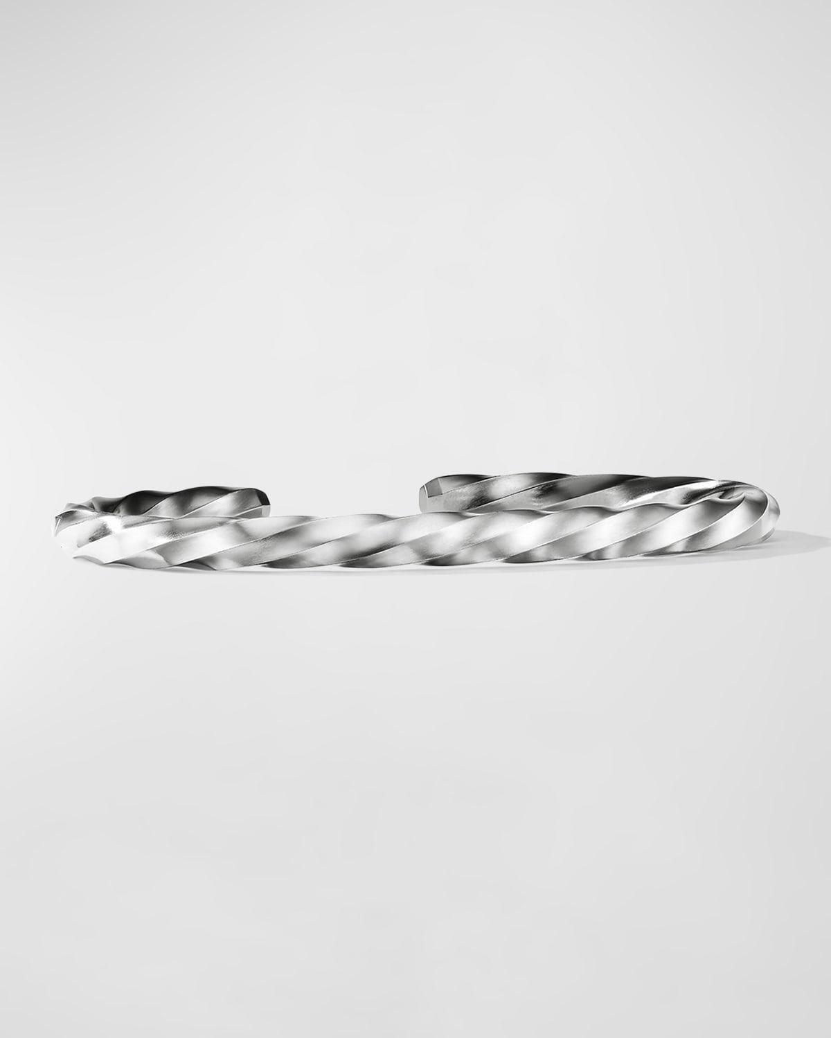 Mens Cable Edge Cuff Sterling Silver Bracelet Product Image