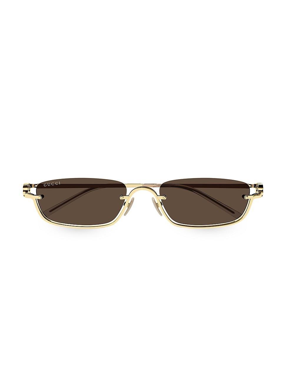 Mens Rimless Metal Rectangle Sunglasses with Logo Product Image