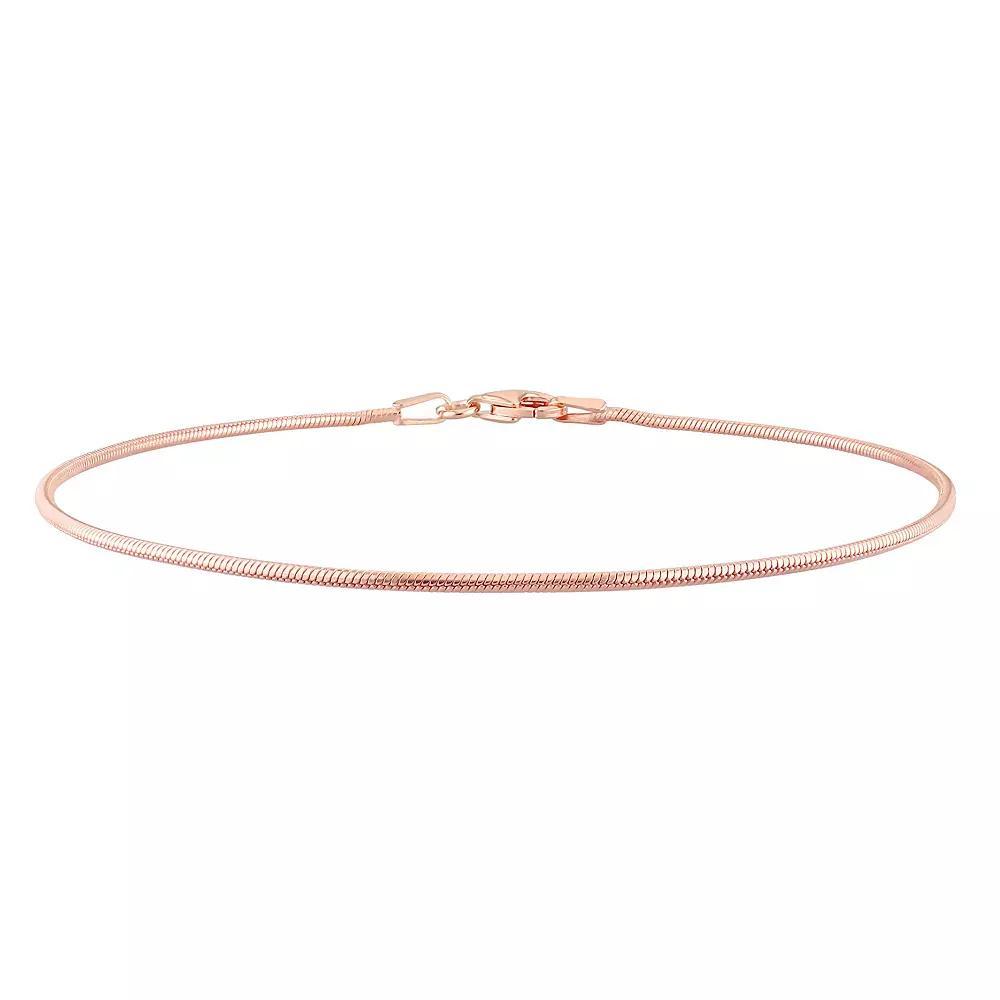 Stella Grace Mens Sterling Silver 1.2 mm Snake Chain Bracelet Rose Gold Tone Product Image