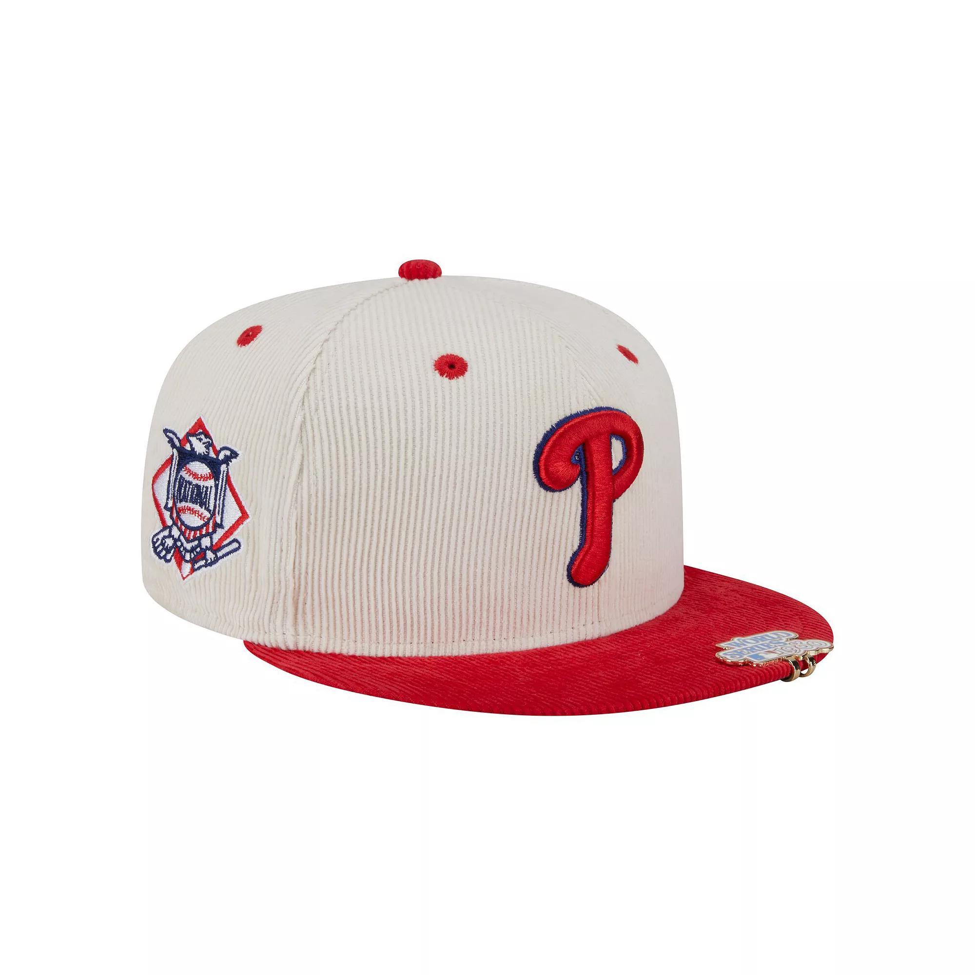 Men's New Era Cream/Red Philadelphia Phillies Two-Tone Corduroy 59FIFTY Fitted Hat, Size: 7 1/4, Beige Product Image