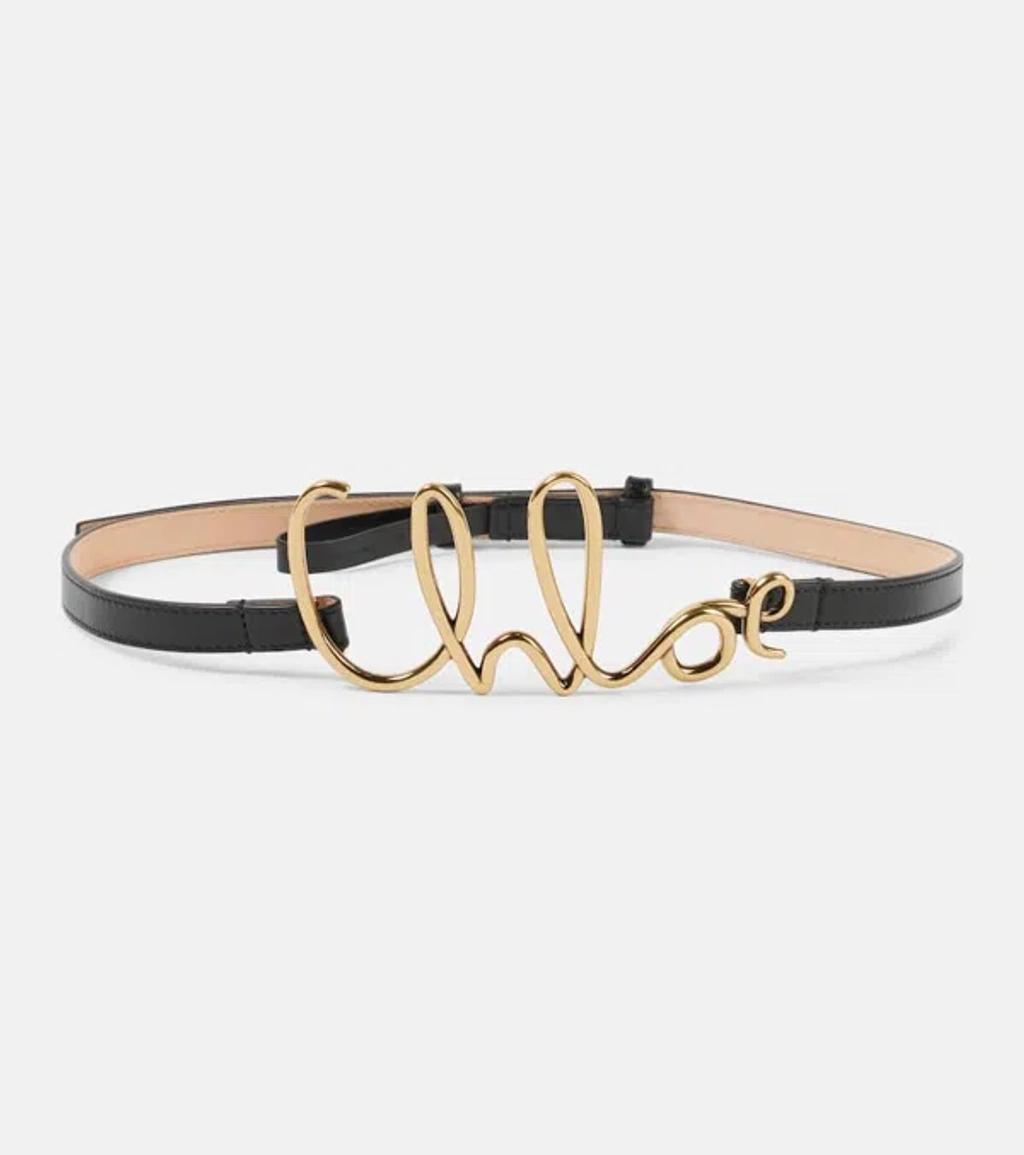 CHLOÉ Iconic Small Buckle Belt In Black Product Image