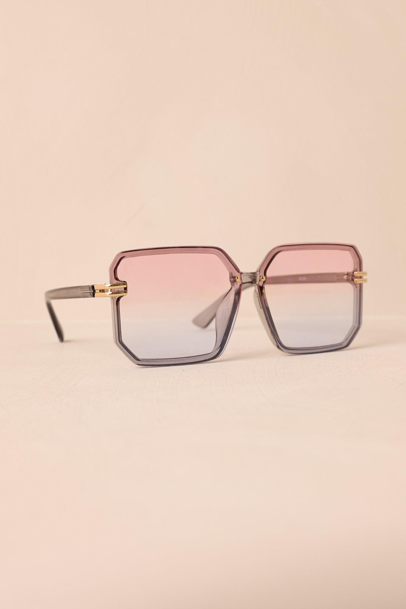 Glistening Lights Pink & Blue Square Sunglasses Product Image