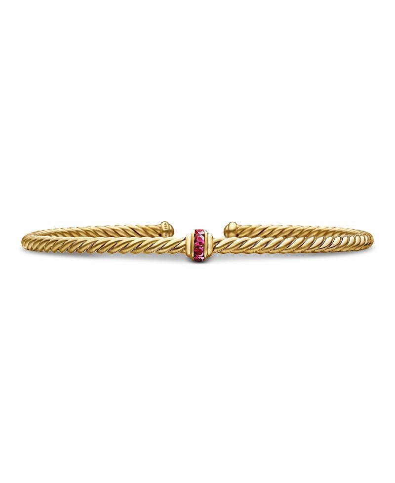 David Yurman 18K Yellow Gold Cable Classics Pave Ruby Center Station Bracelet Product Image