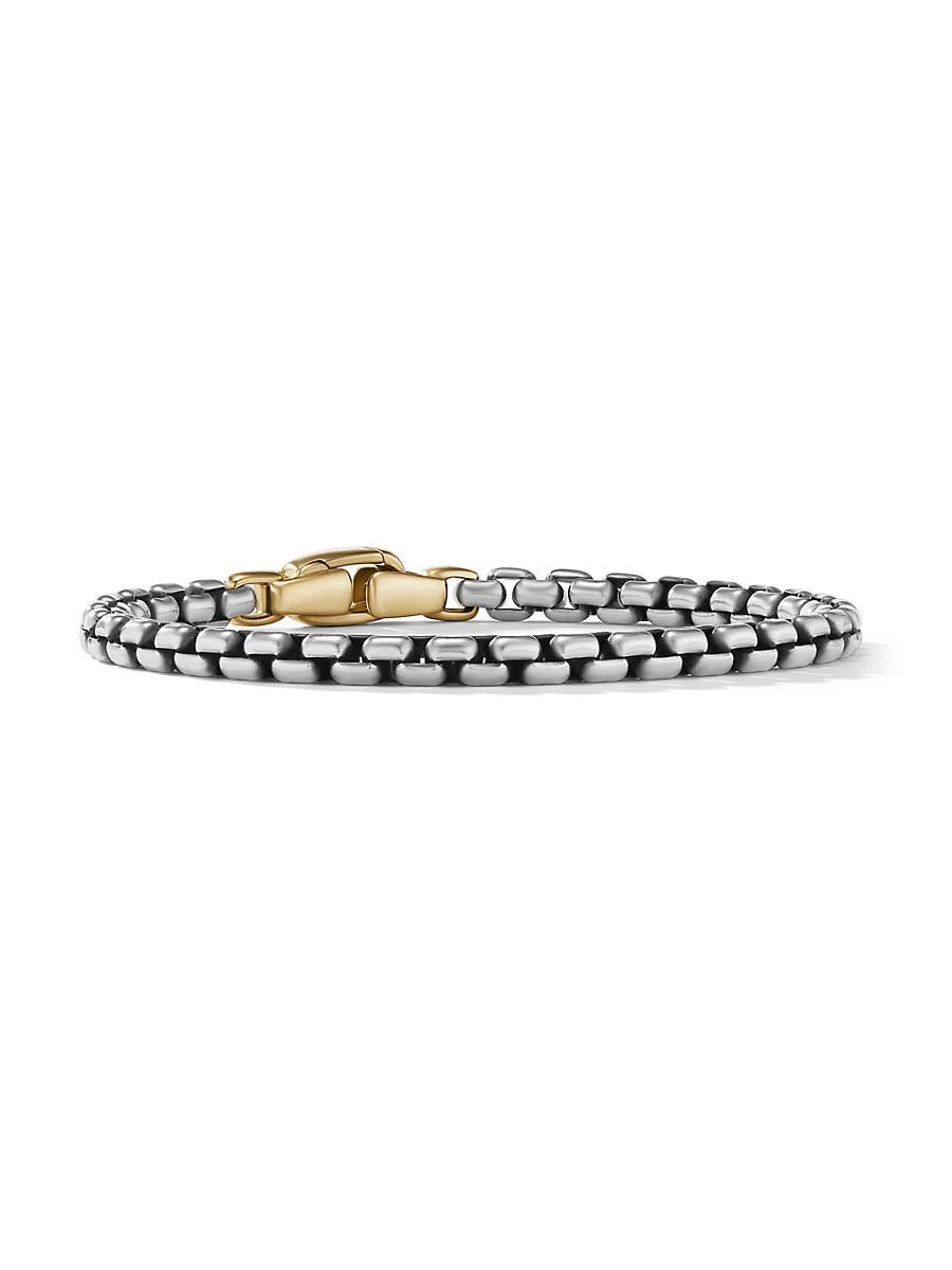 David Yurma Mens Box Chain Bracelet in Sterling Silver with 14K Yellow Gold, 5mm Product Image