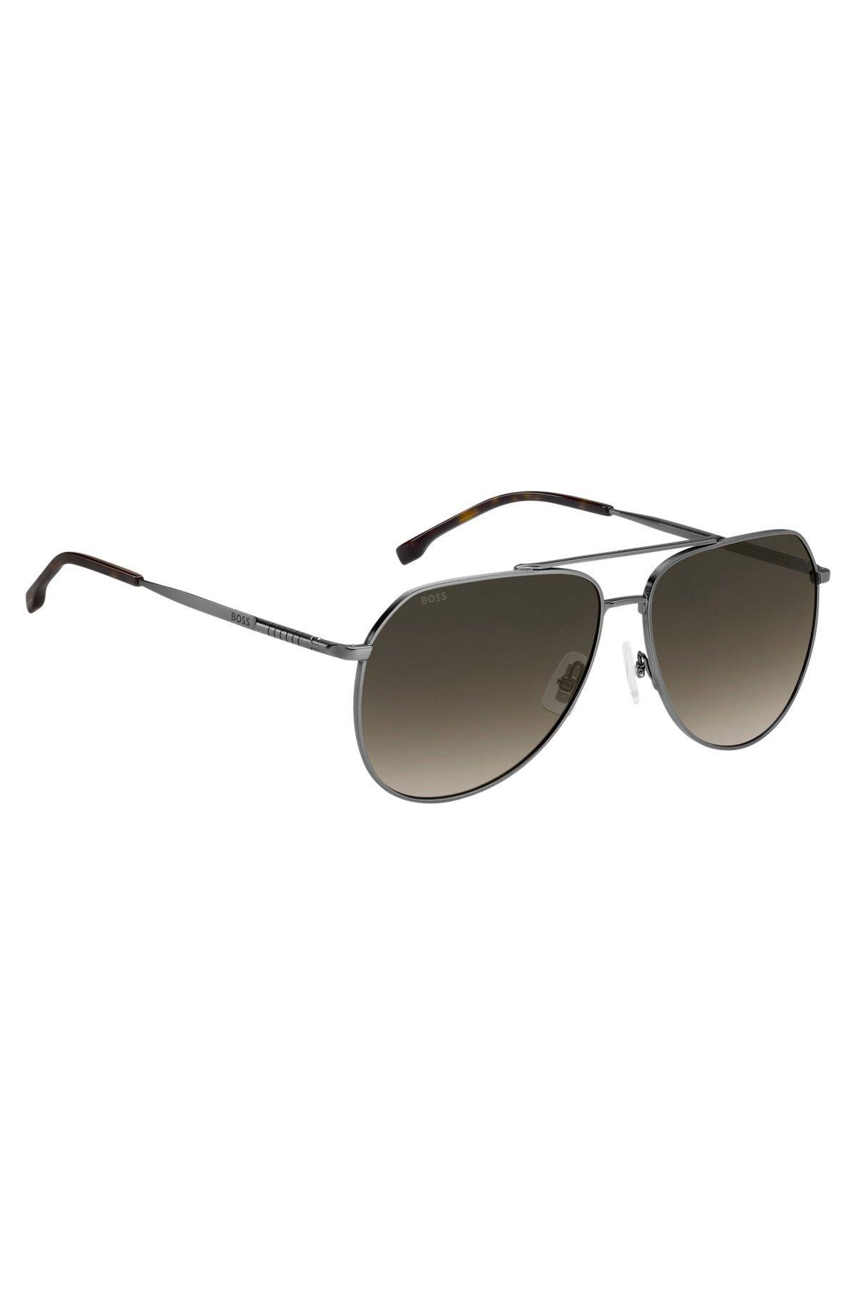 Silver-tone sunglasses with Havana-acetate end-tips Product Image