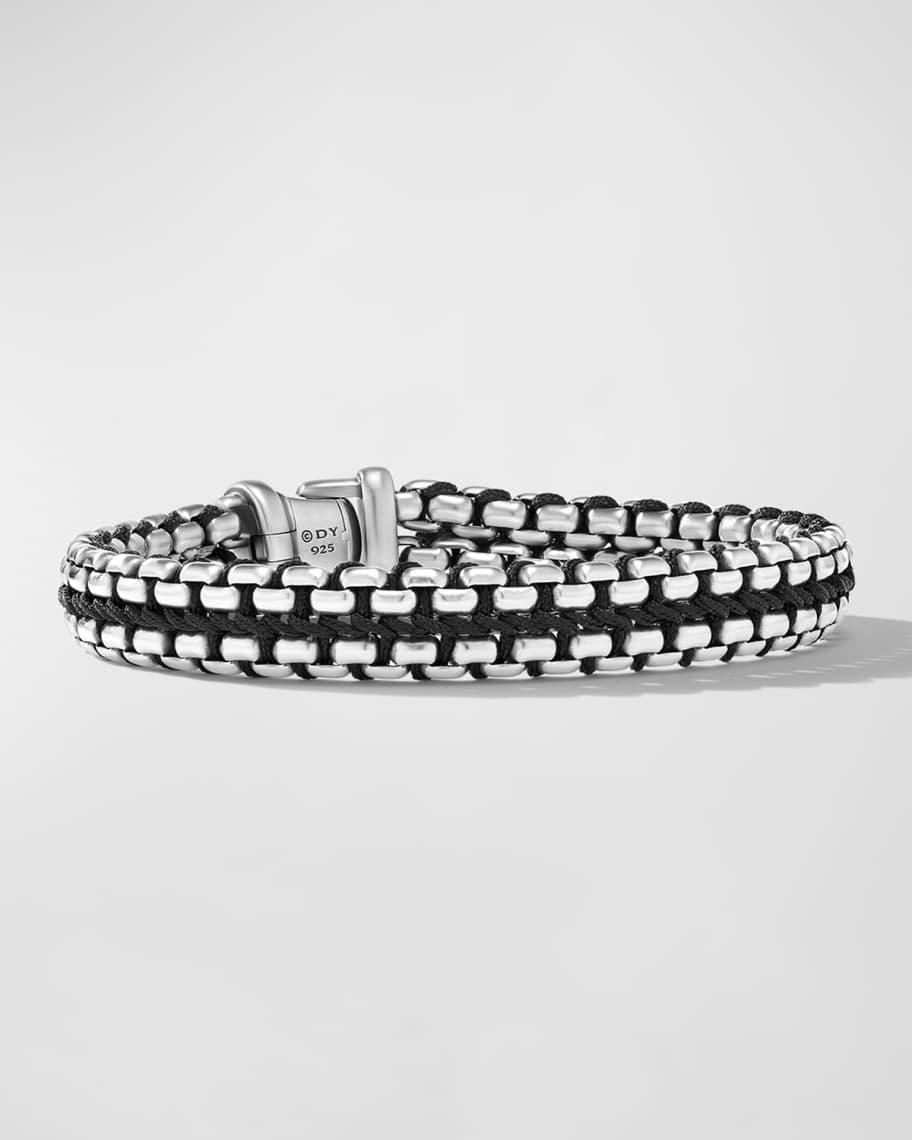 David Yurman Mens Woven Box Chain Bracelet in Sterling Silver with Blue Nylon, 12mm Product Image