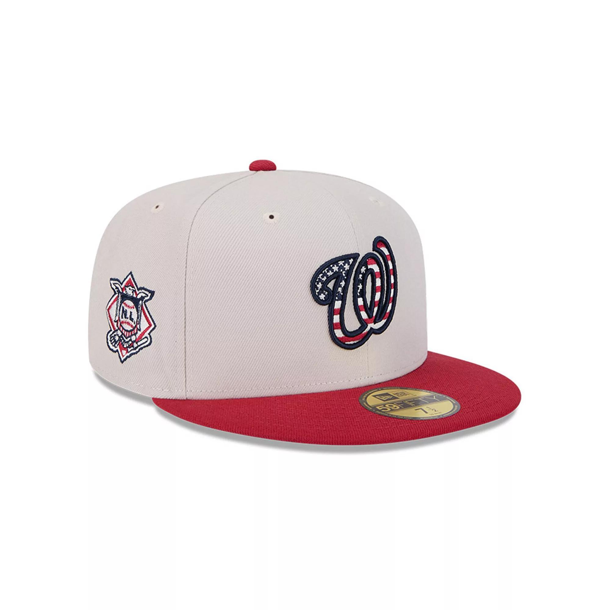 Men's New Era  Khaki/Red Washington Nationals 2024 Fourth of July 59FIFTY Fitted Hat, Size: 8, Beig K Product Image