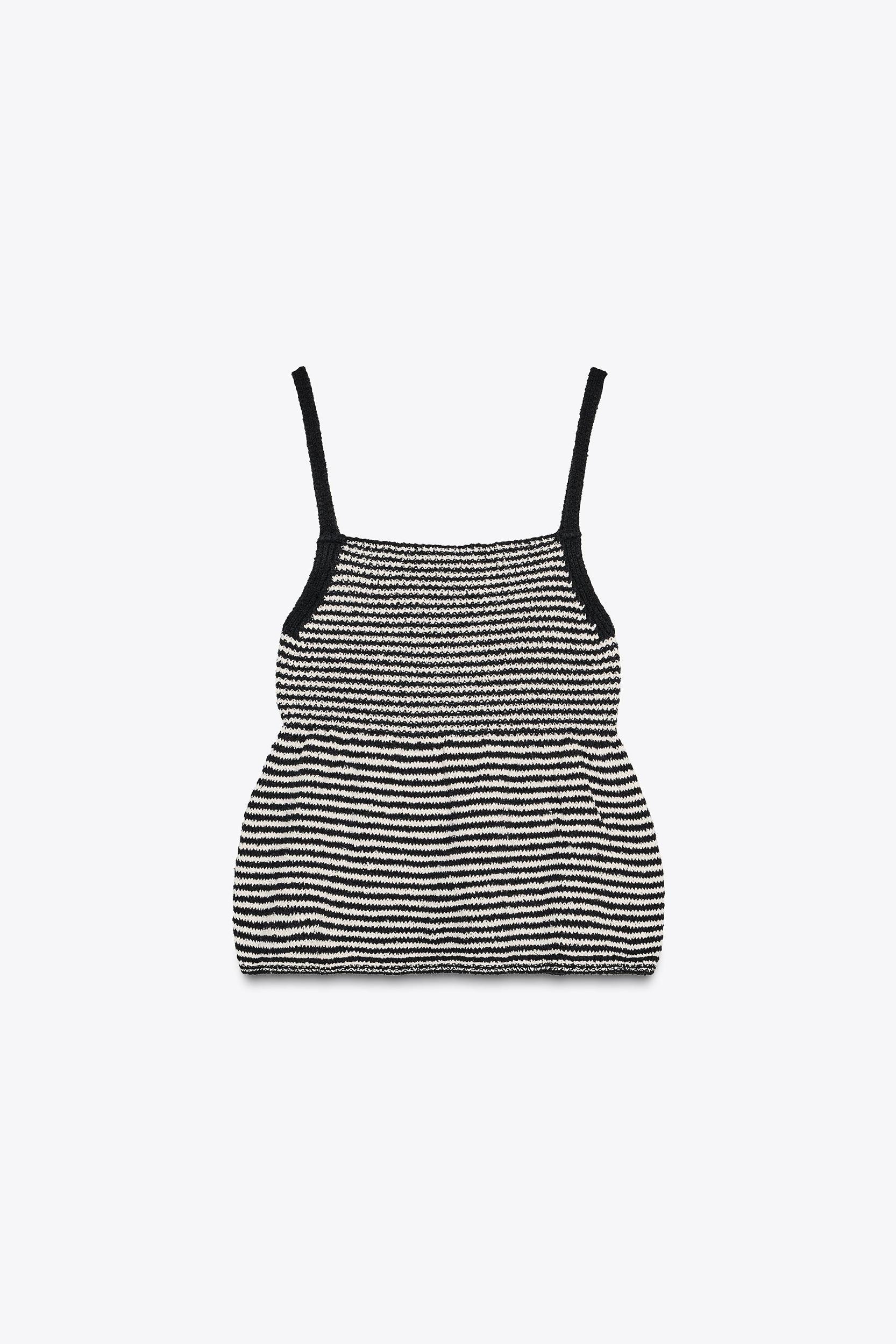 STRIPED KNIT PEPLUM TOP Product Image