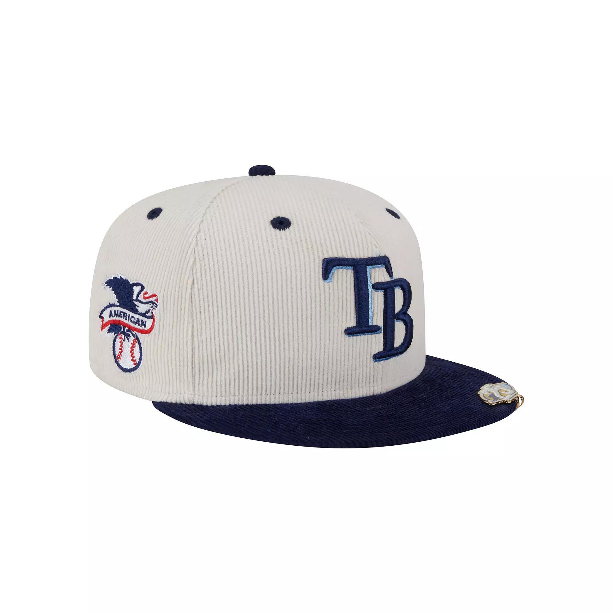 Men's New Era Cream/Navy Tampa Bay Rays Two-Tone Corduroy 59FIFTY Fitted Hat, Size: 7 7/8, Beige Product Image