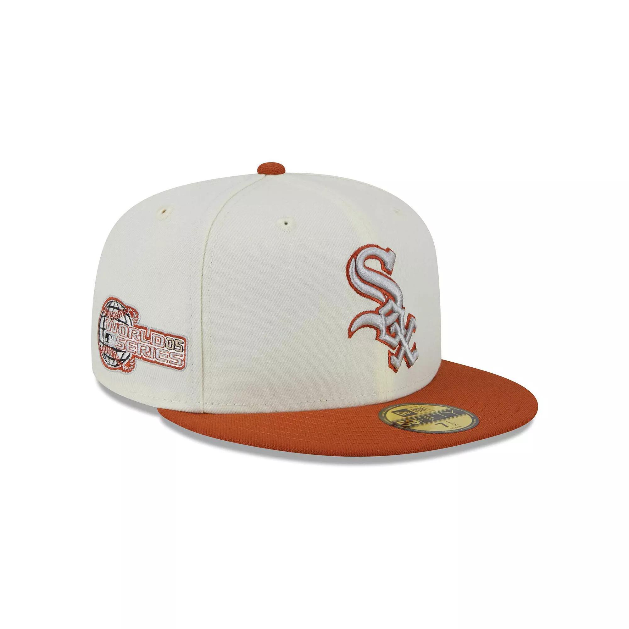 Men's New Era Cream/Orange Boston Red Sox 59FIFTY Fitted Hat, Size: 7 3/4, Beige Product Image