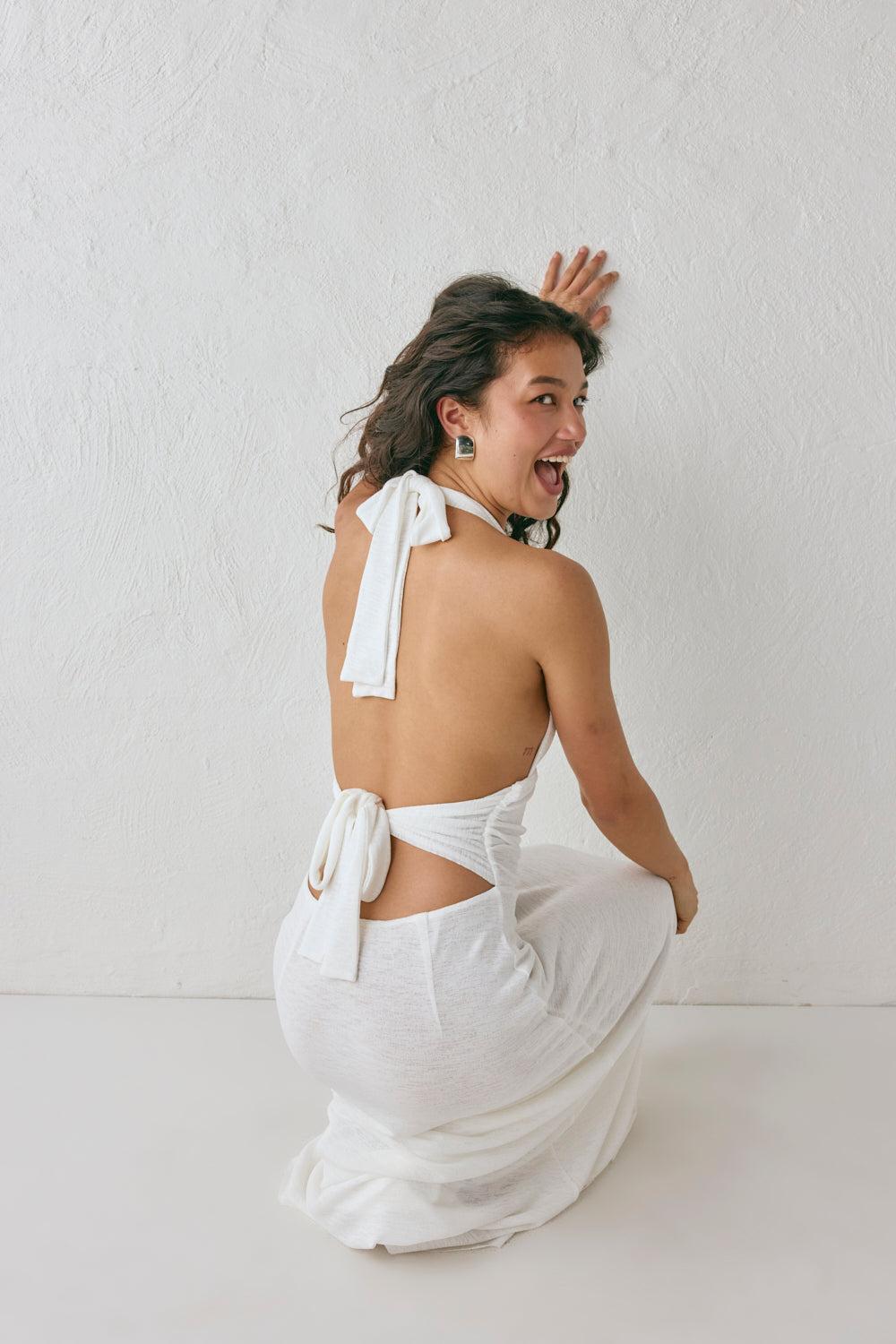 When In Italy Halter Midi Dress White Product Image