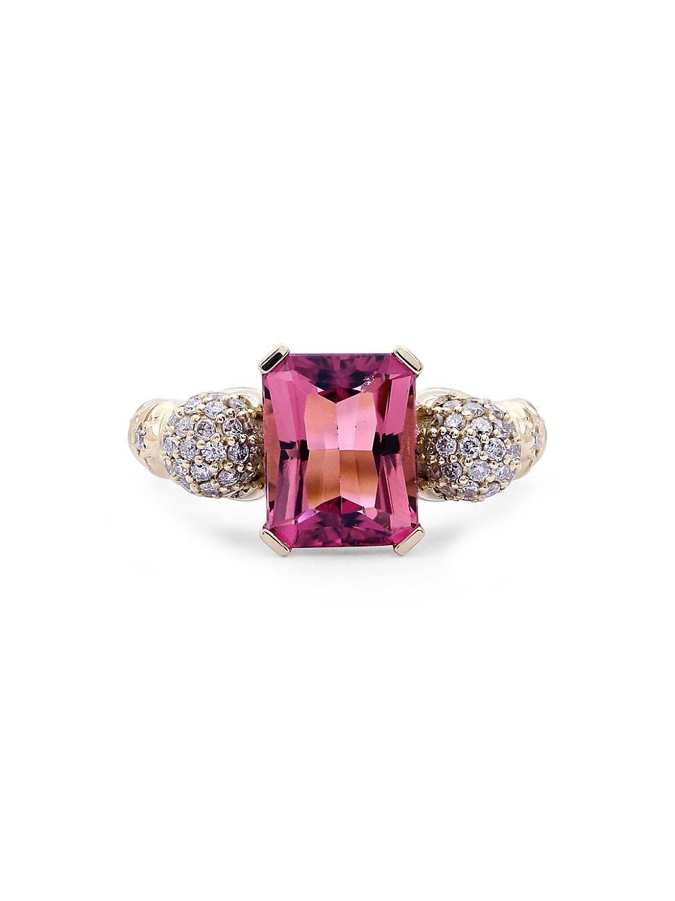 Womens Luxury Pink Tourmaline & 0.50 TCW Diamond Ring Product Image
