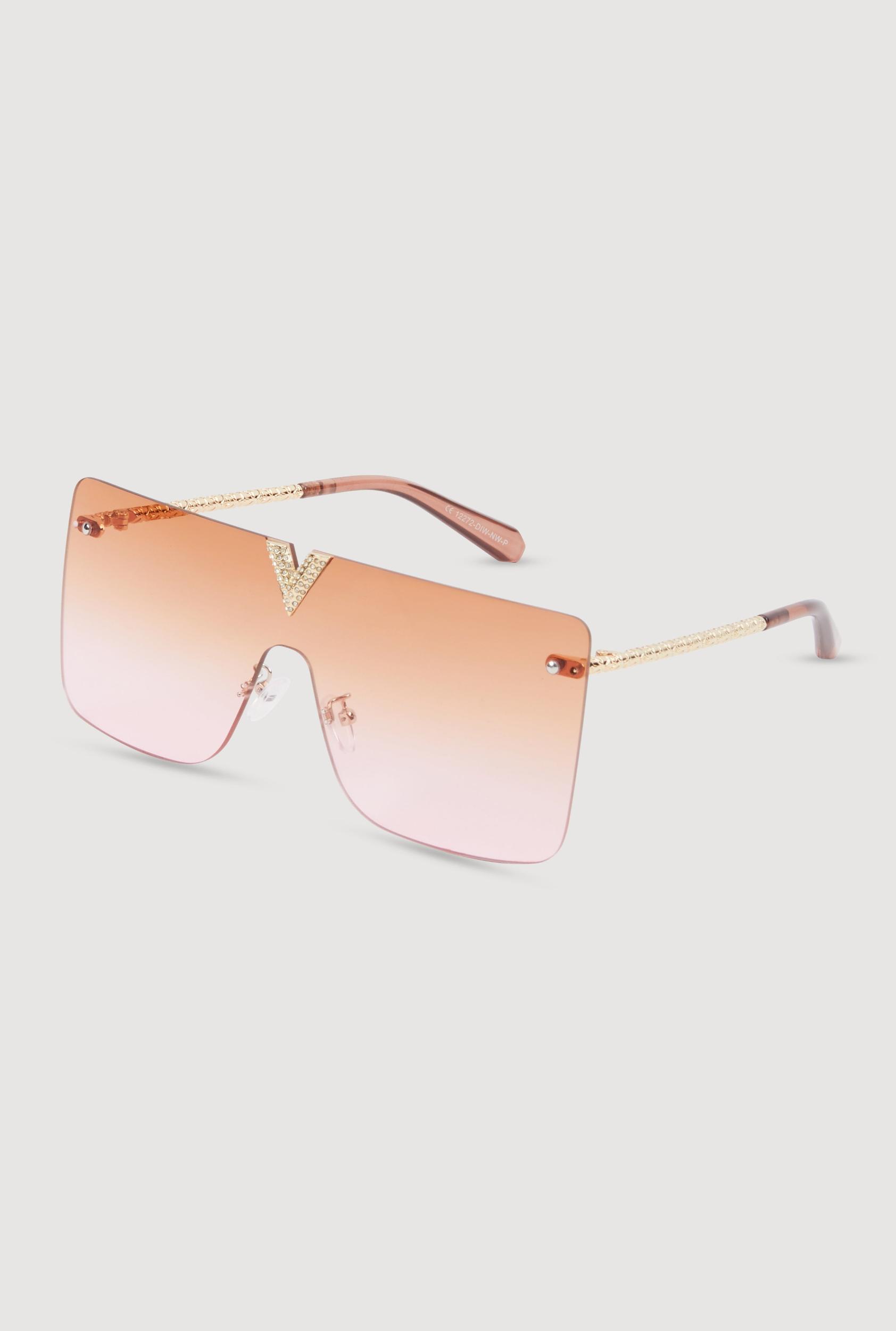 Rhinestone Ombre Lens Shield Sunglasses Female Product Image