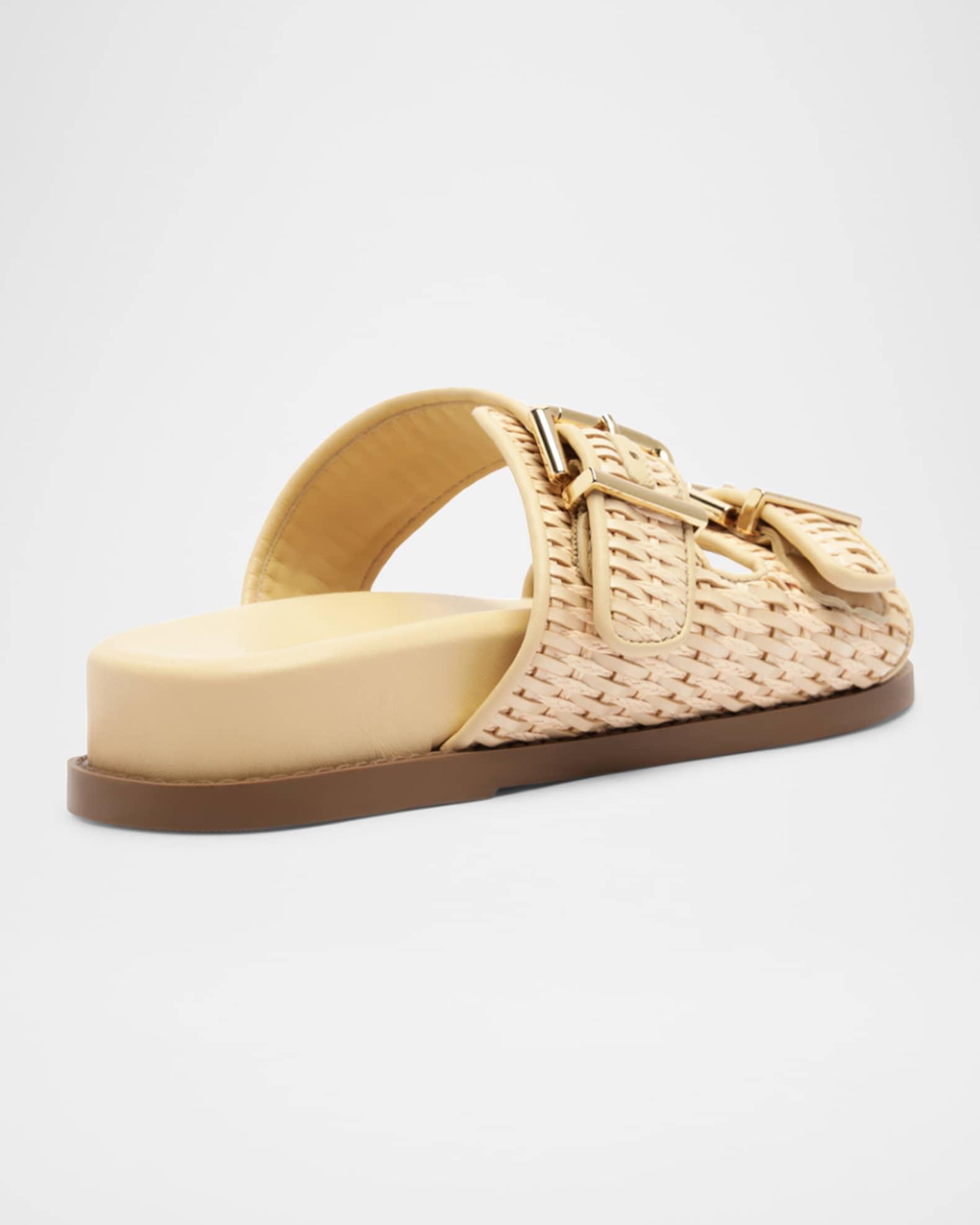 Naomi Woven Dual-Buckle Slide Sandals Product Image