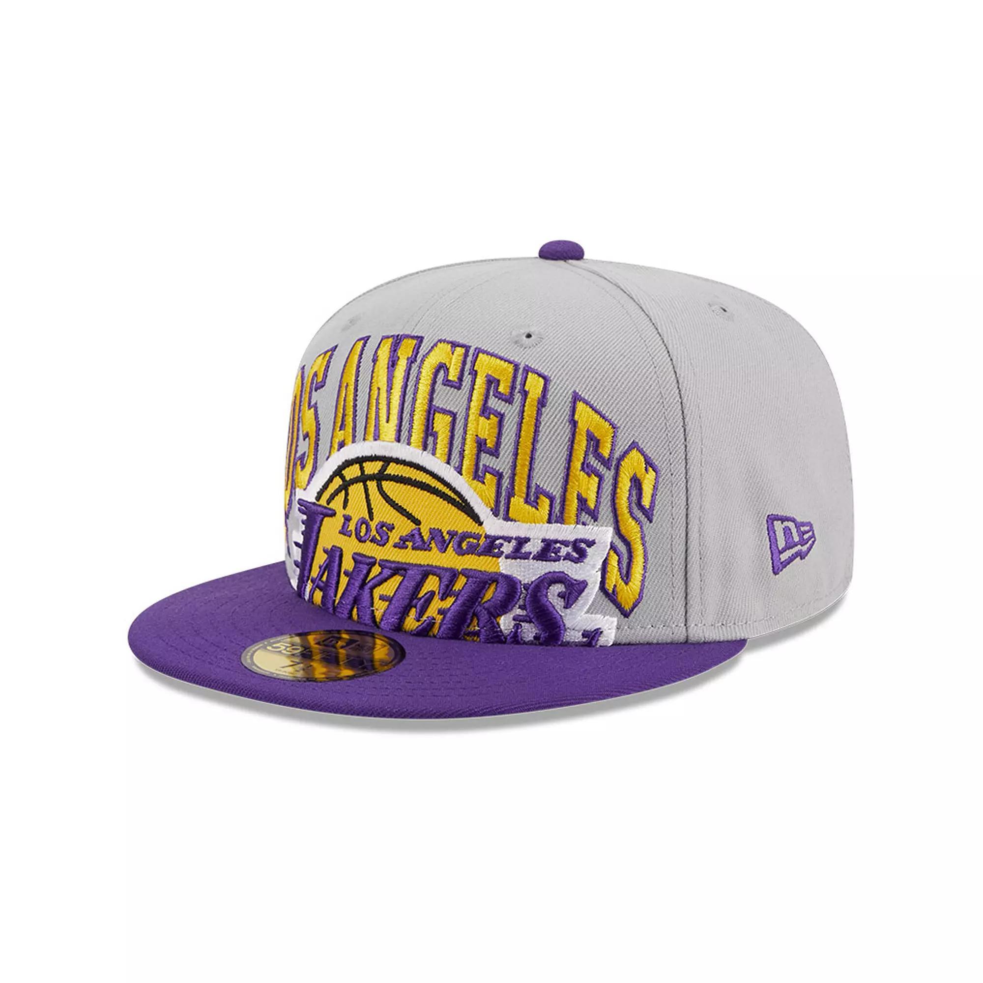 Men's New Era Gray/Purple Los Angeles Lakers Tip-Off Two-Tone 59FIFTY Fitted Hat, Size: 6 7/8, Grey Product Image