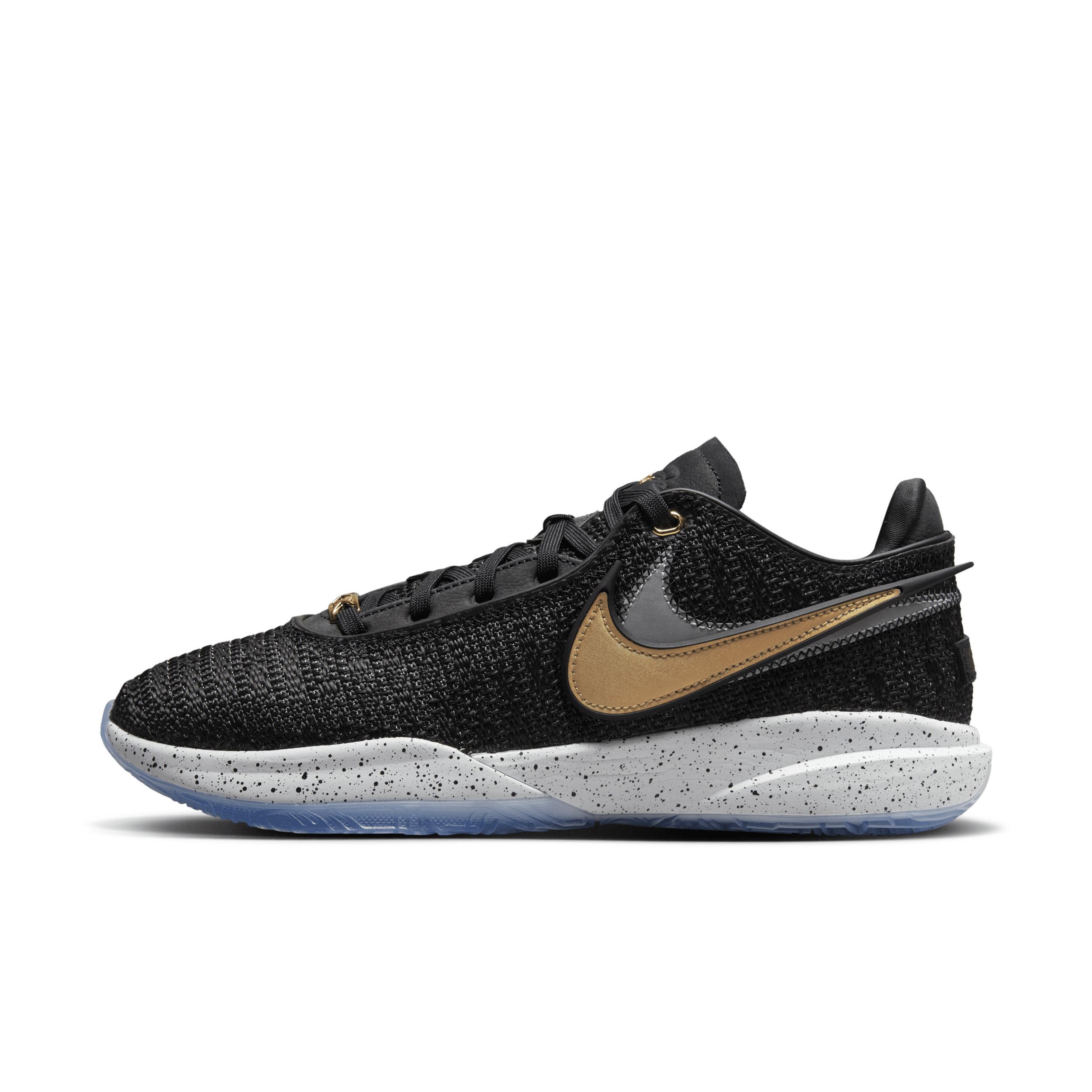 Nike Mens Lebron James Nike Lebron XX - Mens Basketball Shoes Black/White/Metallic Gold Product Image