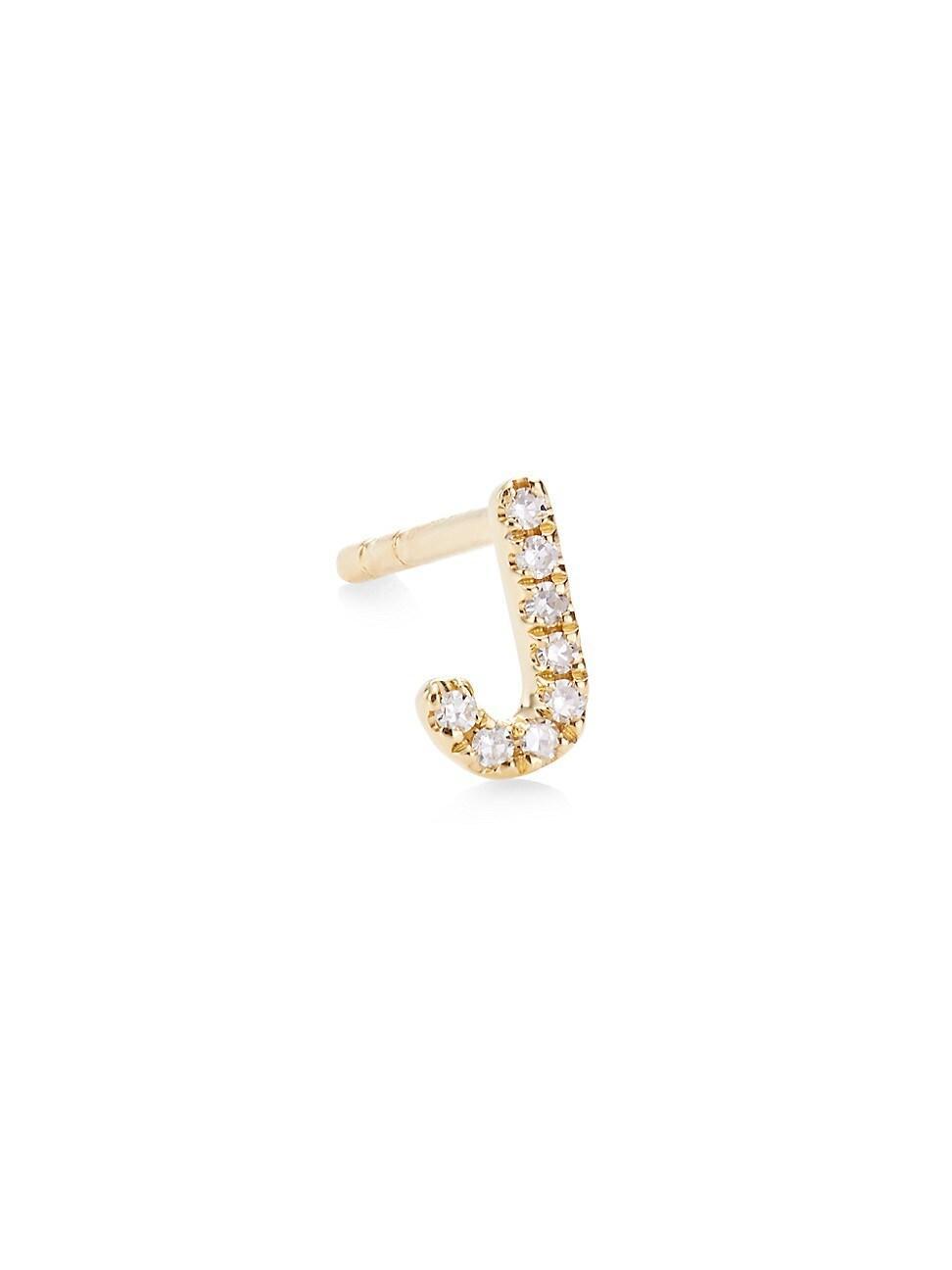 Womens 14K Yellow Gold & 0.03 TCW Diamond Initial Stud Earring Product Image