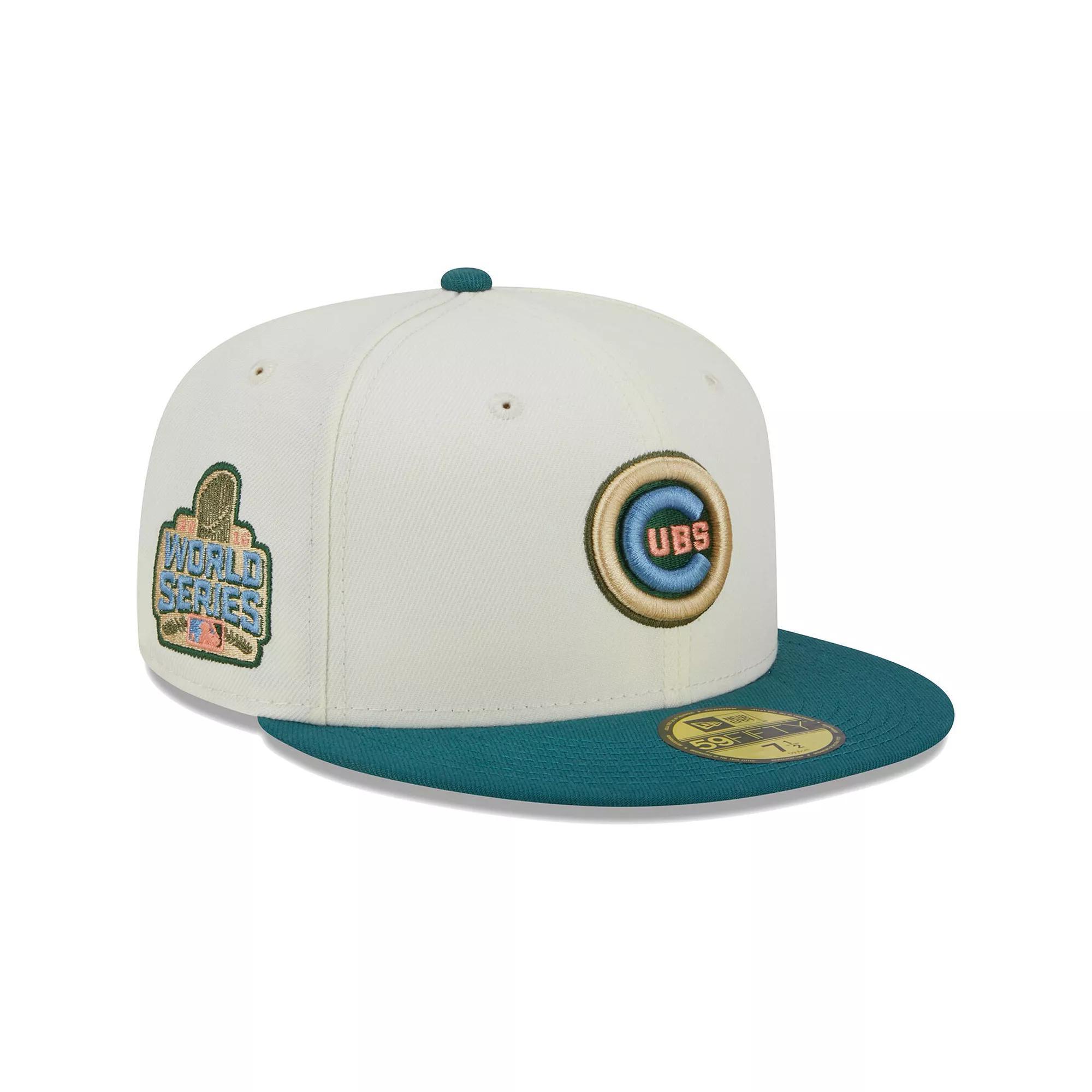 Men's New Era Cream Chicago Cubs Chrome Evergreen 59FIFTY Fitted Hat, Size: 8, Beige Product Image