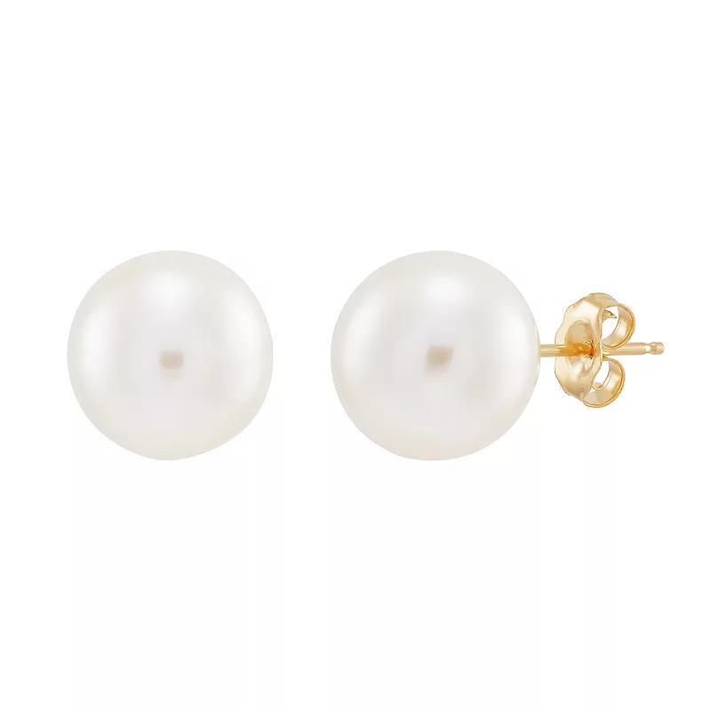 Freshwater by HONORA 10k Gold Freshwater Cultured Pearl Stud Earrings, Women's, Size: 8-9MM, White Product Image
