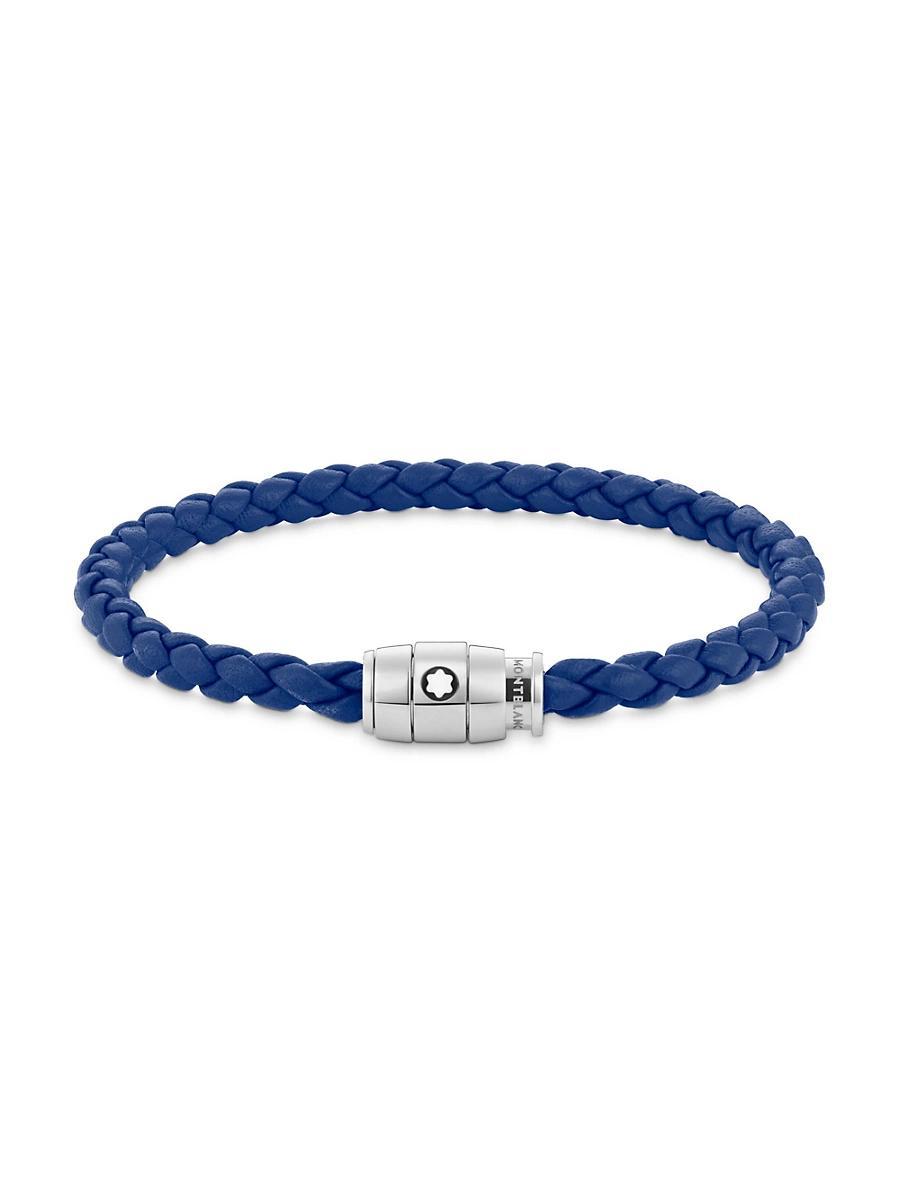Mens Braided Leather Logo Bracelet Product Image