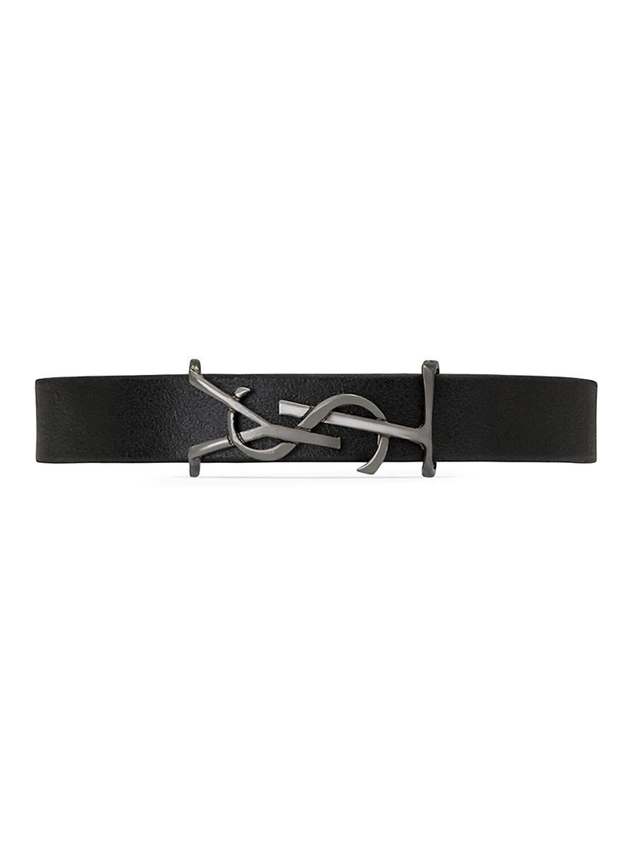 Womens Opyum Bracelet in Smooth Leather and Metal Product Image