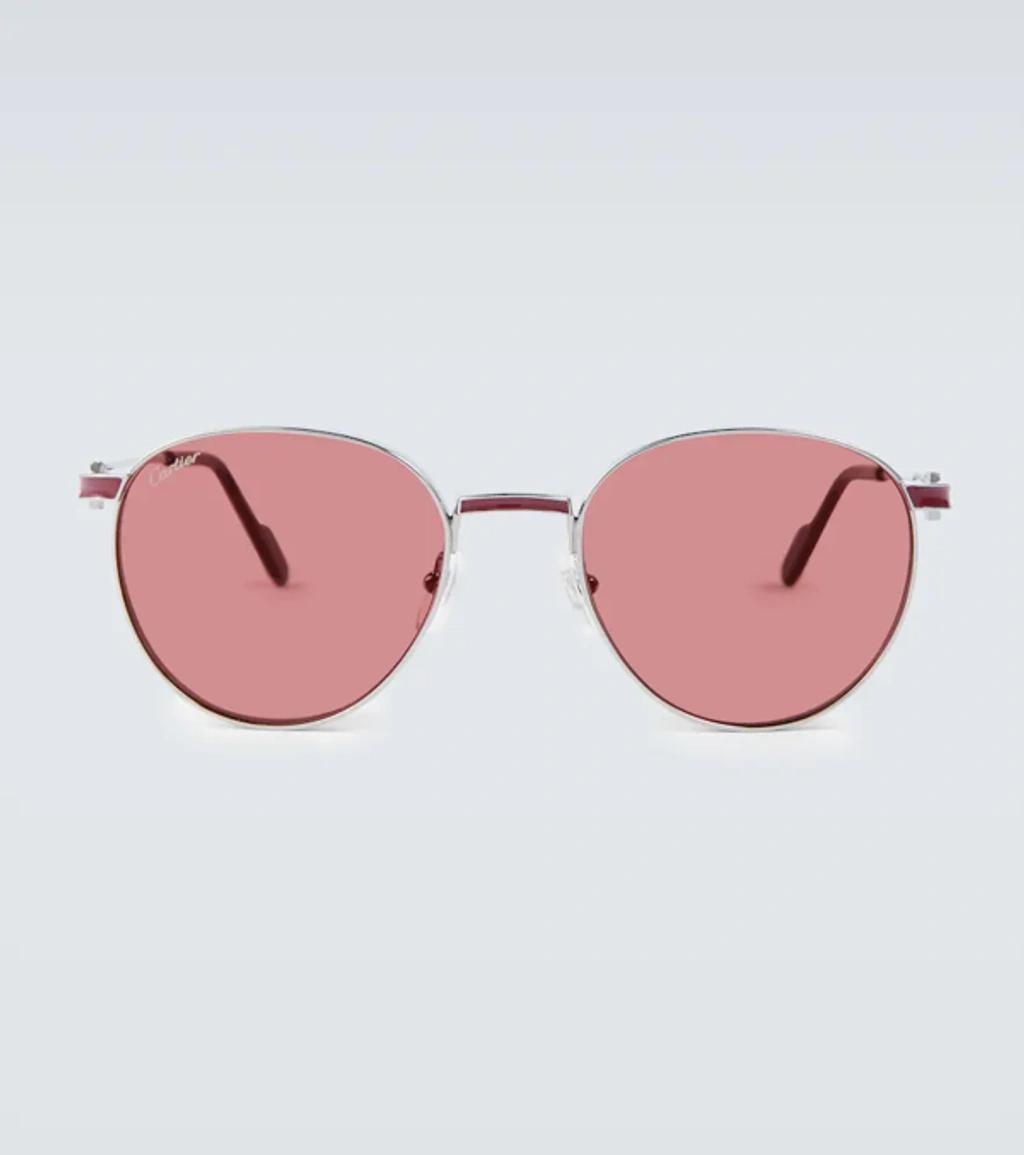 CARTIER Round Sunglasses In Ruthenium-ruthenium-red Product Image