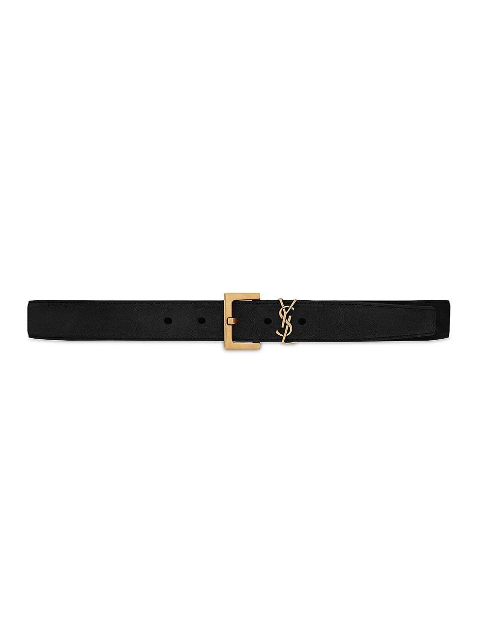 Womens Cassandre Belt with Square Buckle in Suede Product Image
