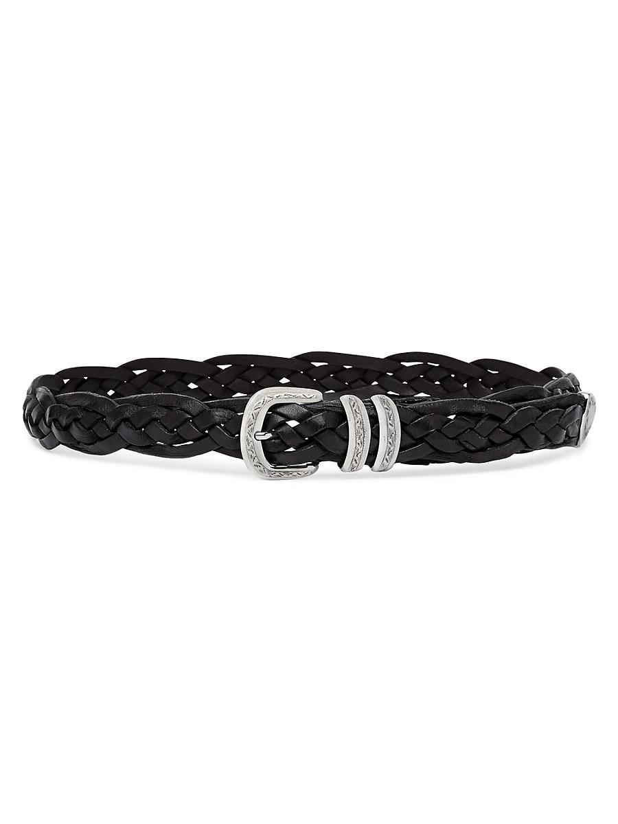 Mens Braided Calfskin Belt With Detailed Buckle And Tip Product Image