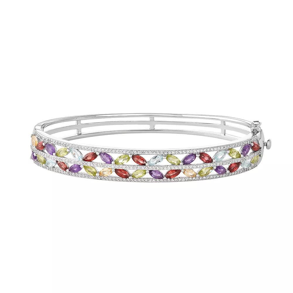 Sterling Silver Gemstone & Lab-Created White Sapphire Bracelet, Women's, Size: 7.25", Silver Tone Product Image