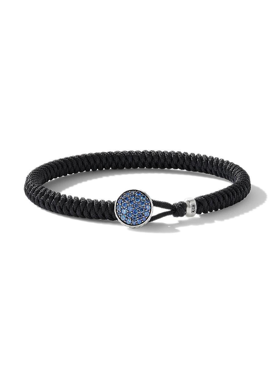 Mens Streamline Woven Black Nylon Bracelet with Pav Sapphires Product Image