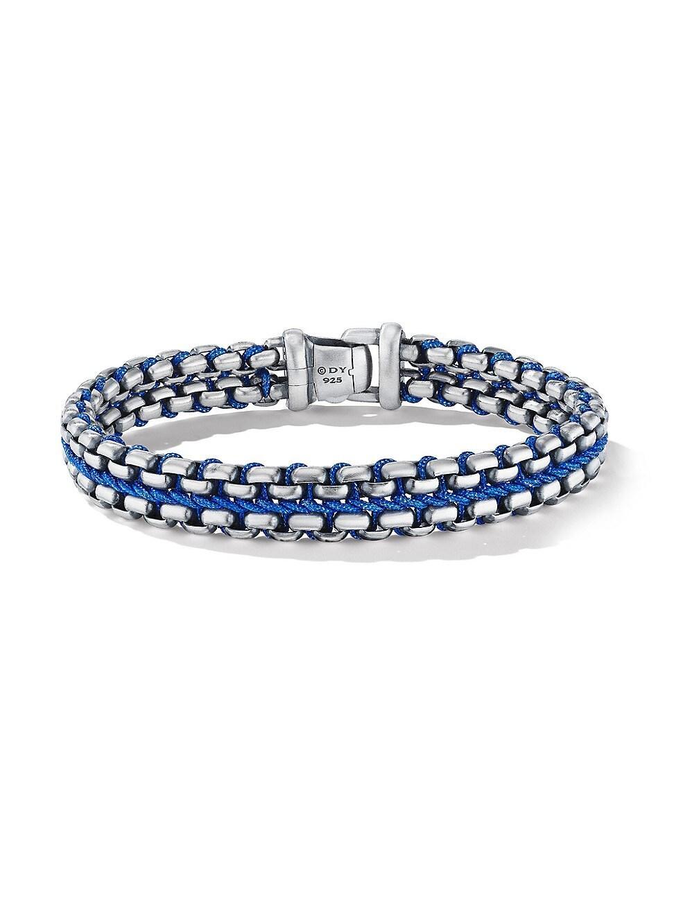 David Yurman Mens Woven Box Chain Bracelet in Sterling Silver with Blue Nylon, 12mm Product Image