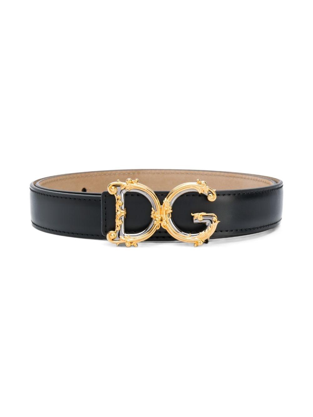 DOLCE & GABBANA Baroque Dg Logo Belt In Black Product Image