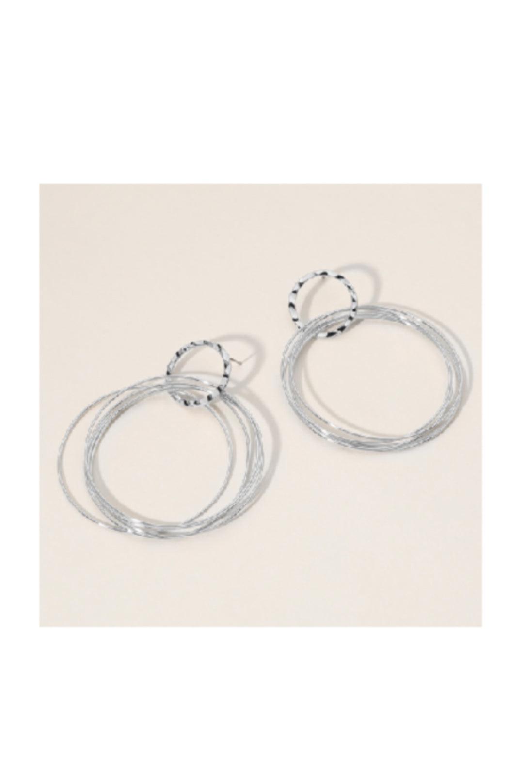 Multi Metal Wire Hoop Link Earrings Product Image