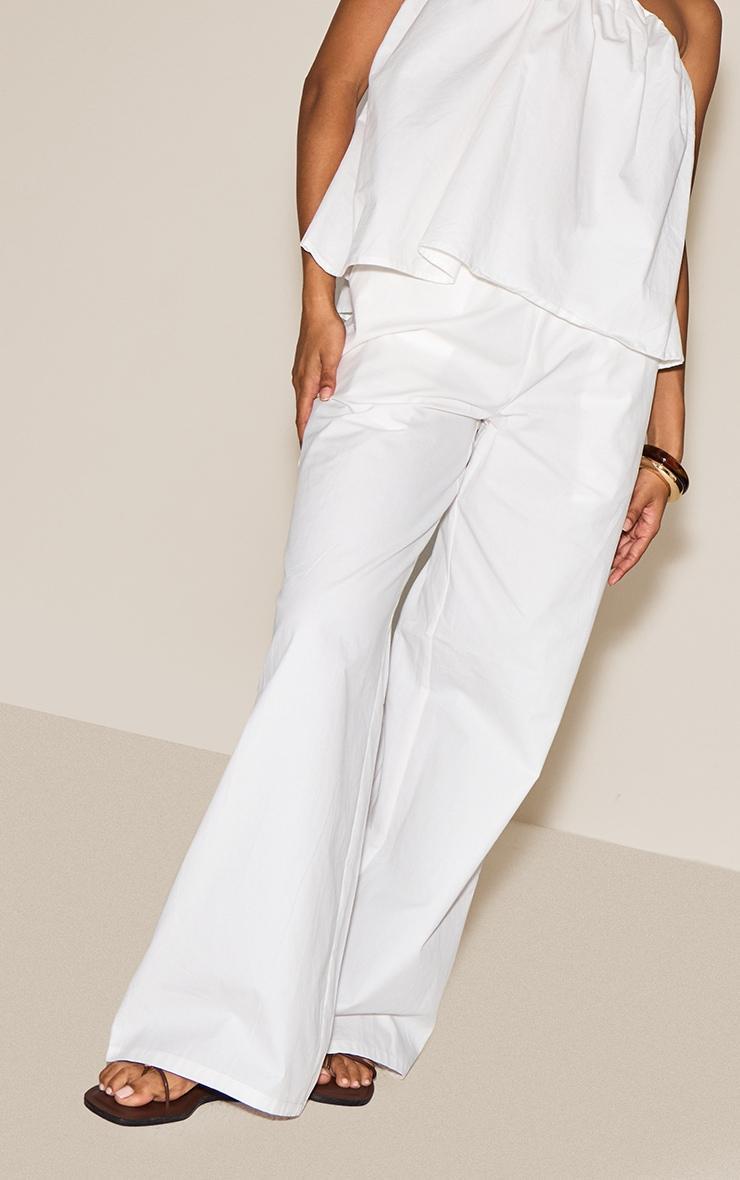  Cream Cotton Woven Elasticated Waist Wide Leg Pants Product Image