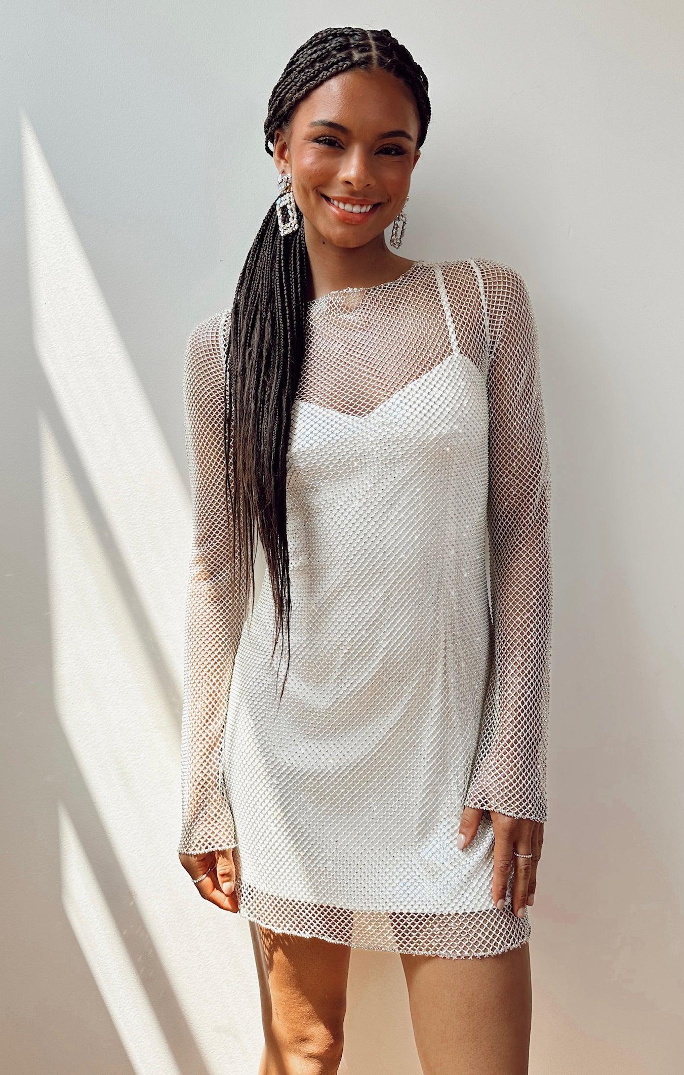 Iconic Mini Dress ~ White Glitz Product Image