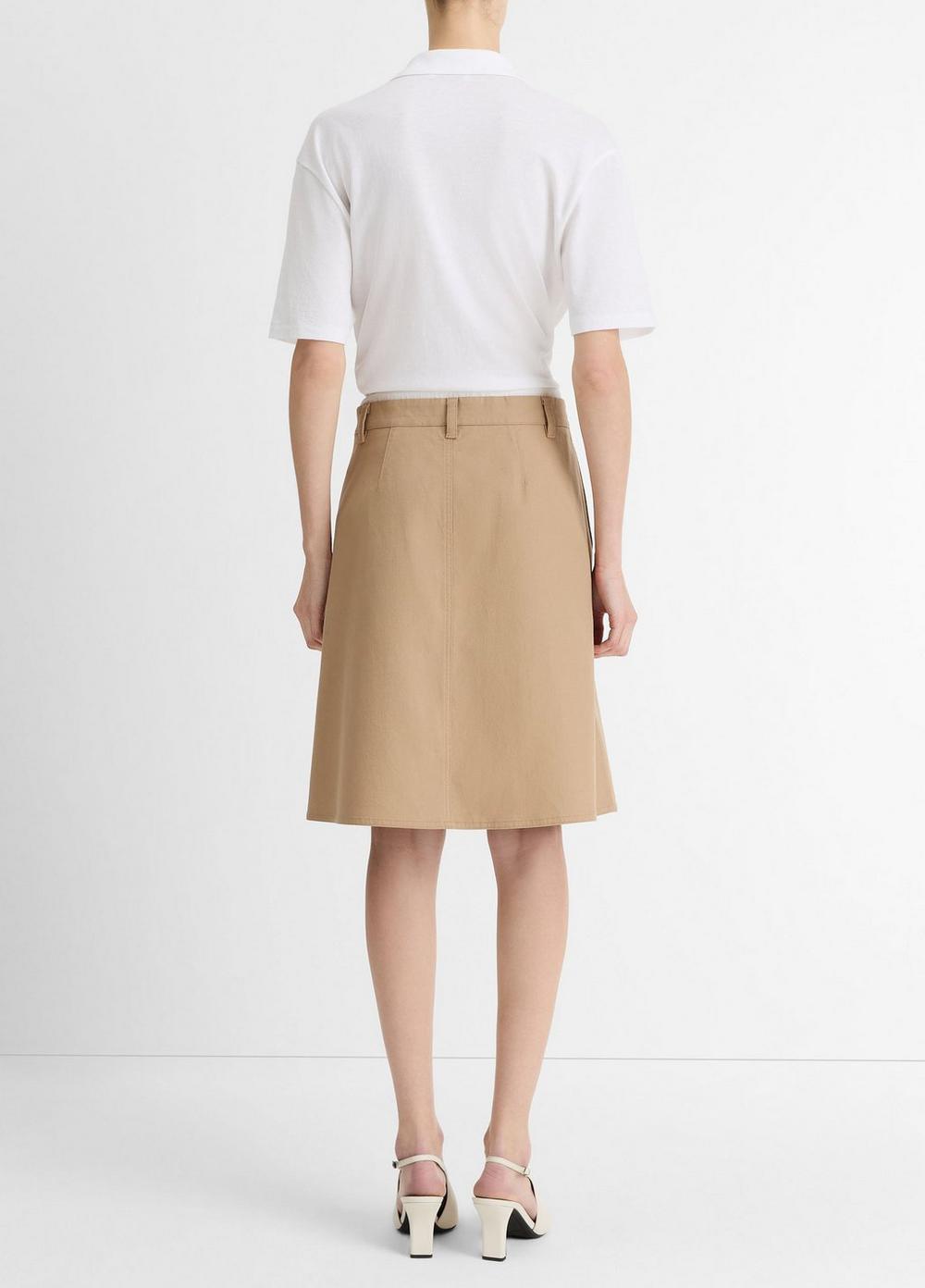 Womens Double-Waistband Cotton Skirt, Sandbar, Size 8 Vince Product Image